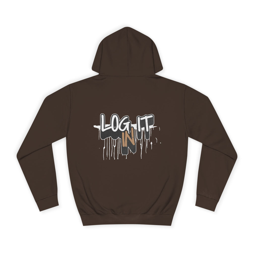 Stylish Unisex Log it in Hoodie, Cozy Custom Wear, Custom Apparel, Trendy Sweatshirt, Casual Hooded Top, Comfortable Daily Wear