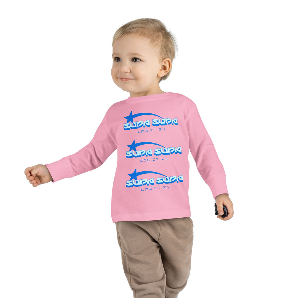 Toddler Long Sleeve Tee — Blue Shooting Star "Super Star" Graphic