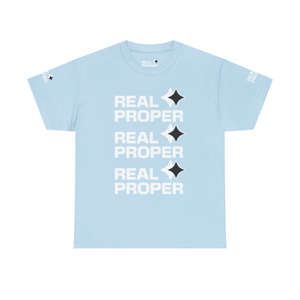 "Real Proper" Repeat Logo T‑Shirt