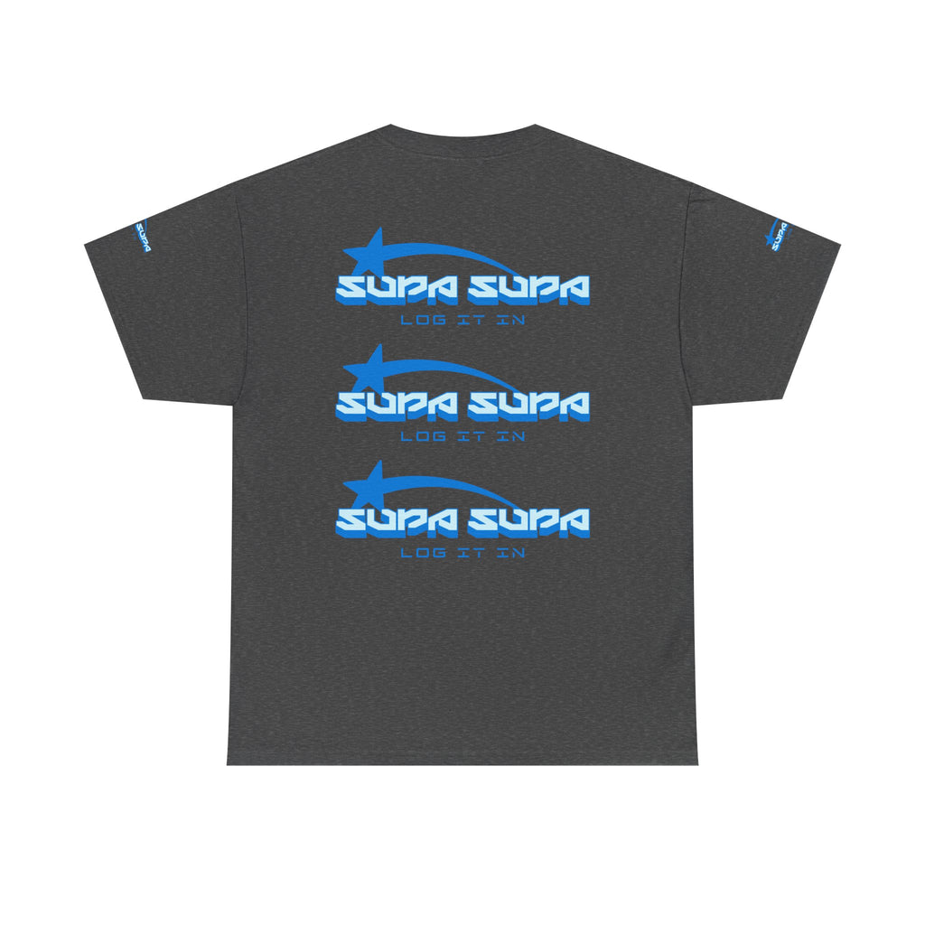 Supa Supa Retro Logo Tee — Blue Graphic Cotton T-Shirt