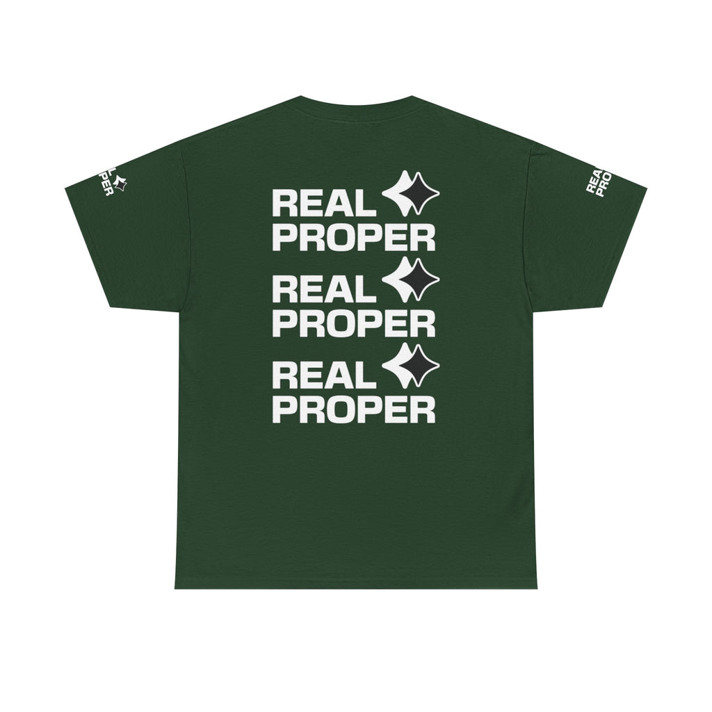 "Real Proper" Repeat Logo T‑Shirt