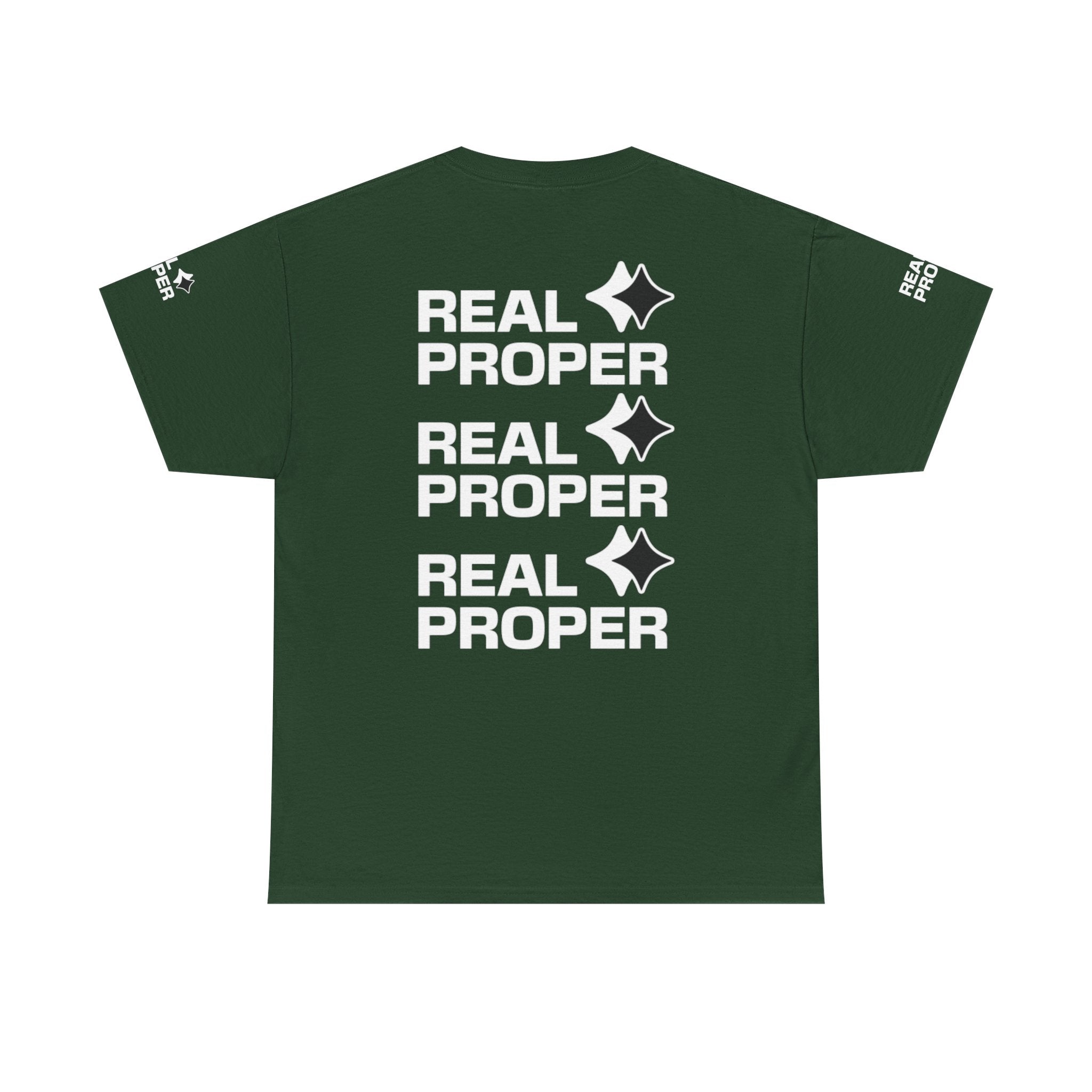 "Real Proper" Repeat Logo T‑Shirt