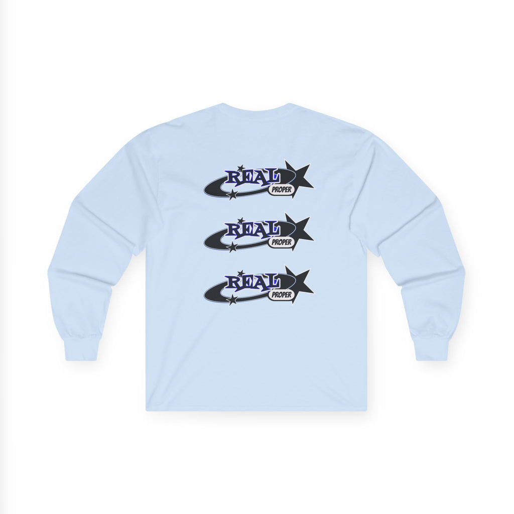 "Real Proper" Graphic Long Sleeve Tee — Retro Star Logo