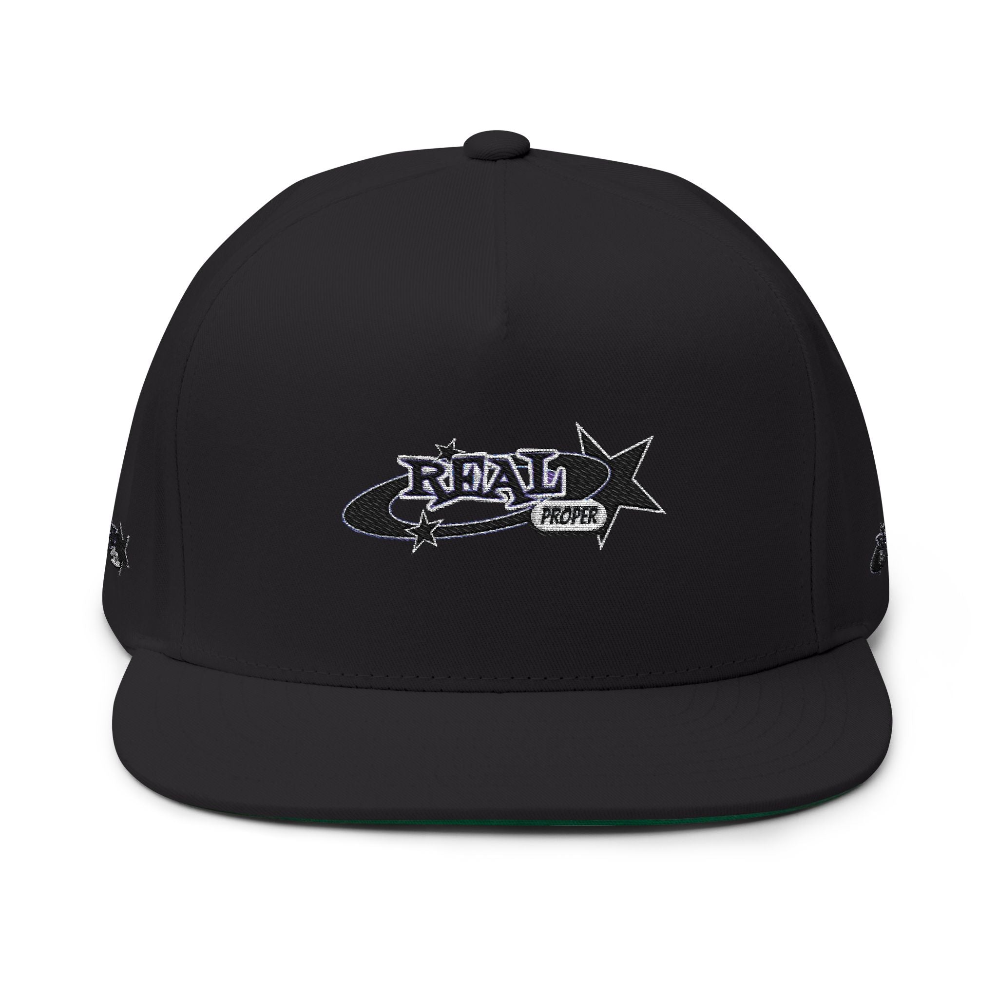 Embroidered Flat Bill Cap — Retro 'Real Proper' Logo Snapback