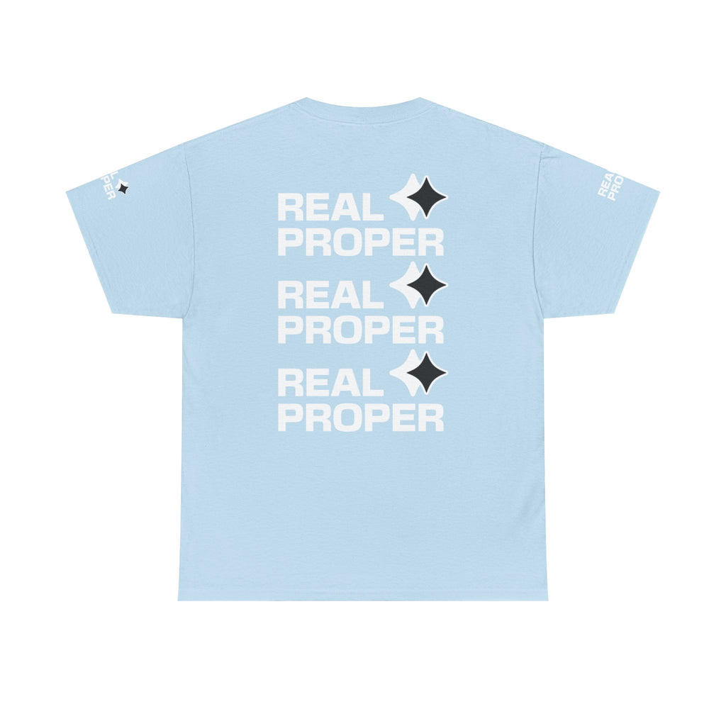 "Real Proper" Repeat Logo T‑Shirt