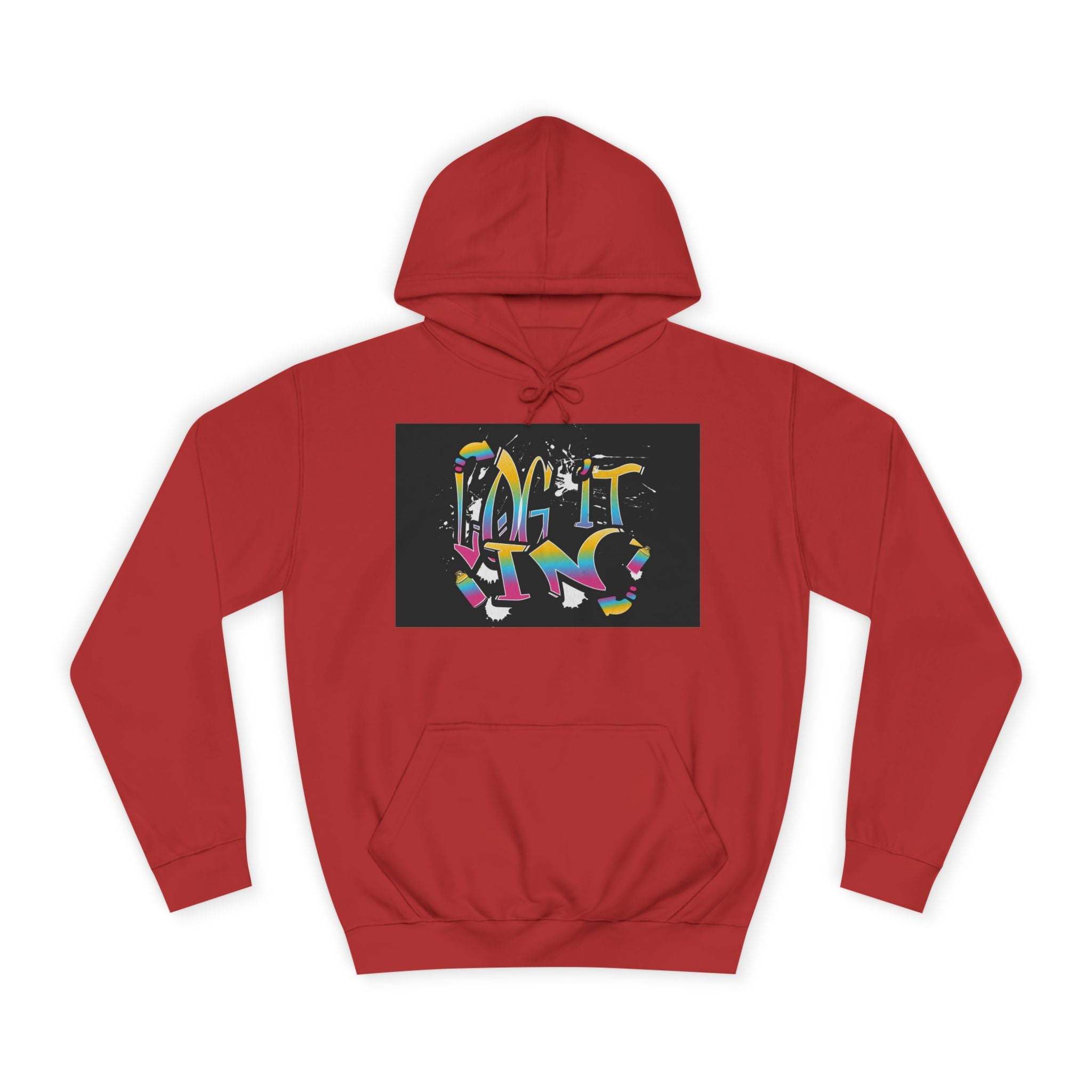 Colorful Unisex "log it in" Hoodie - Vibrant and Fun Sweatshirt for Anybody, Gift for Graduation, CozyWear, Artsy Hoodie