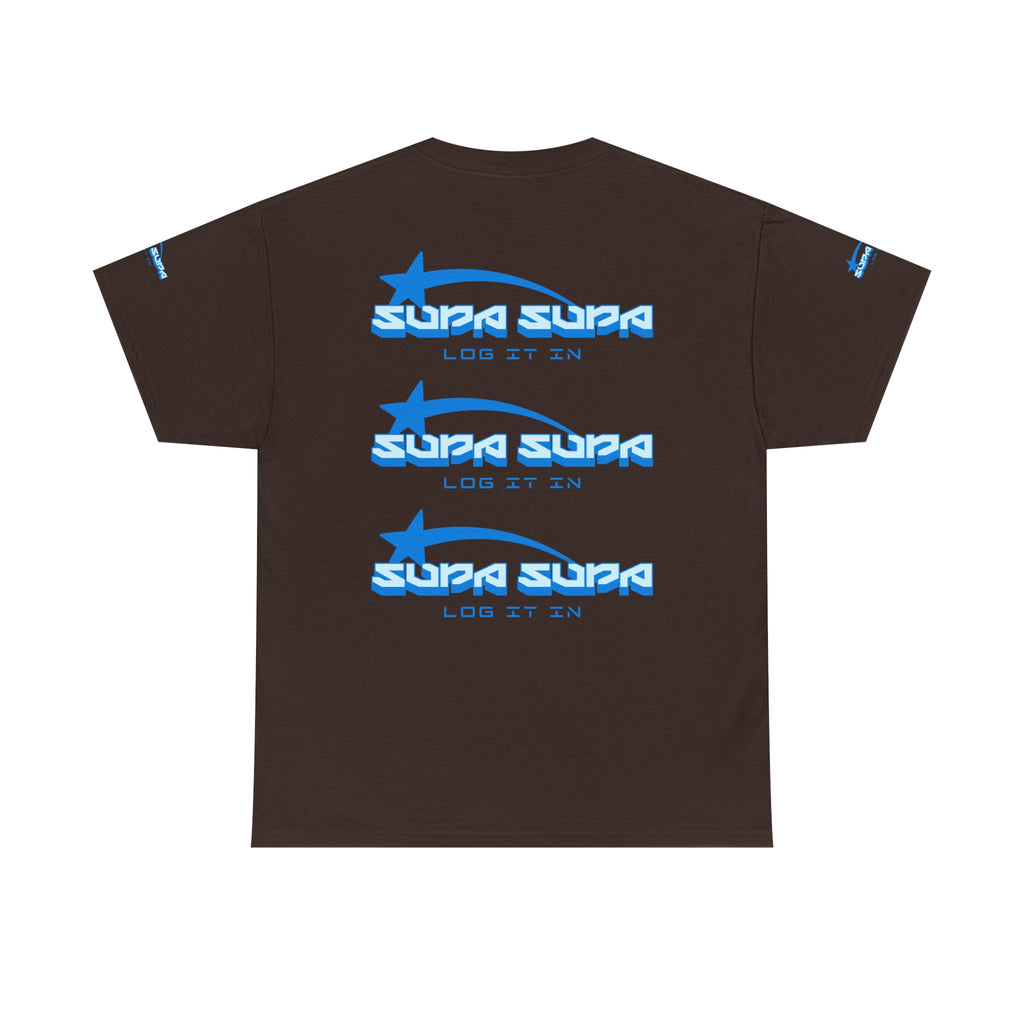 Supa Supa Retro Logo Tee — Blue Graphic Cotton T-Shirt
