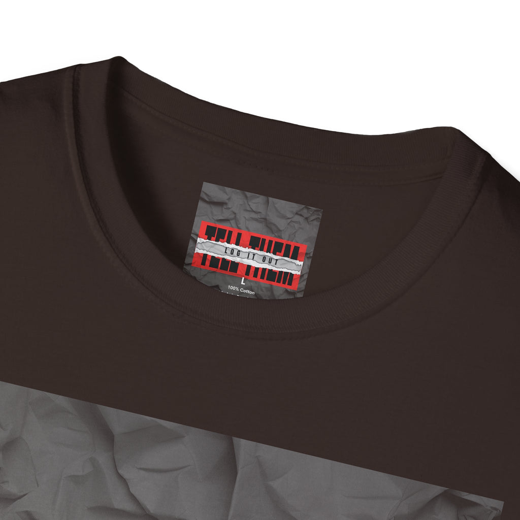 T-Shirt — LOG IT OUT Red Tape Graphic Tee ("LOG IT OUT")