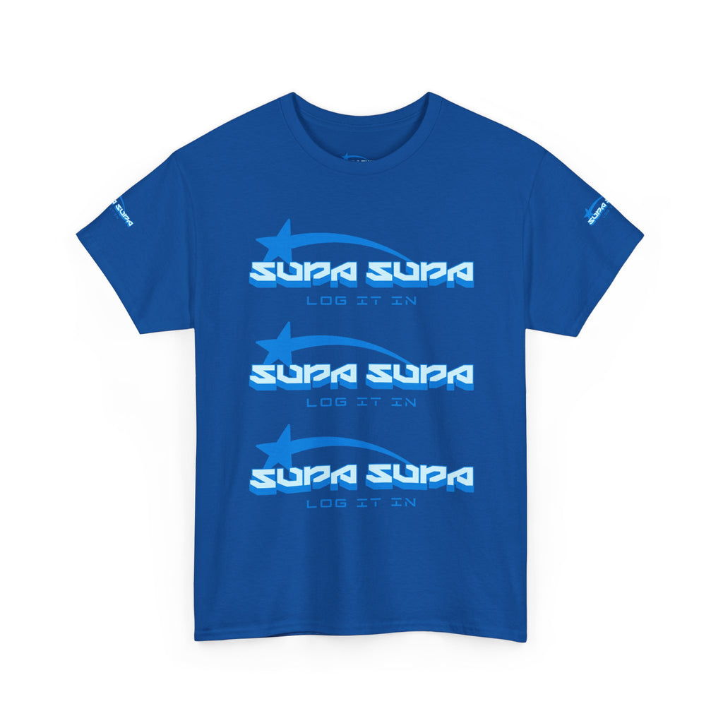 Supa Supa Retro Logo Tee — Blue Graphic Cotton T-Shirt