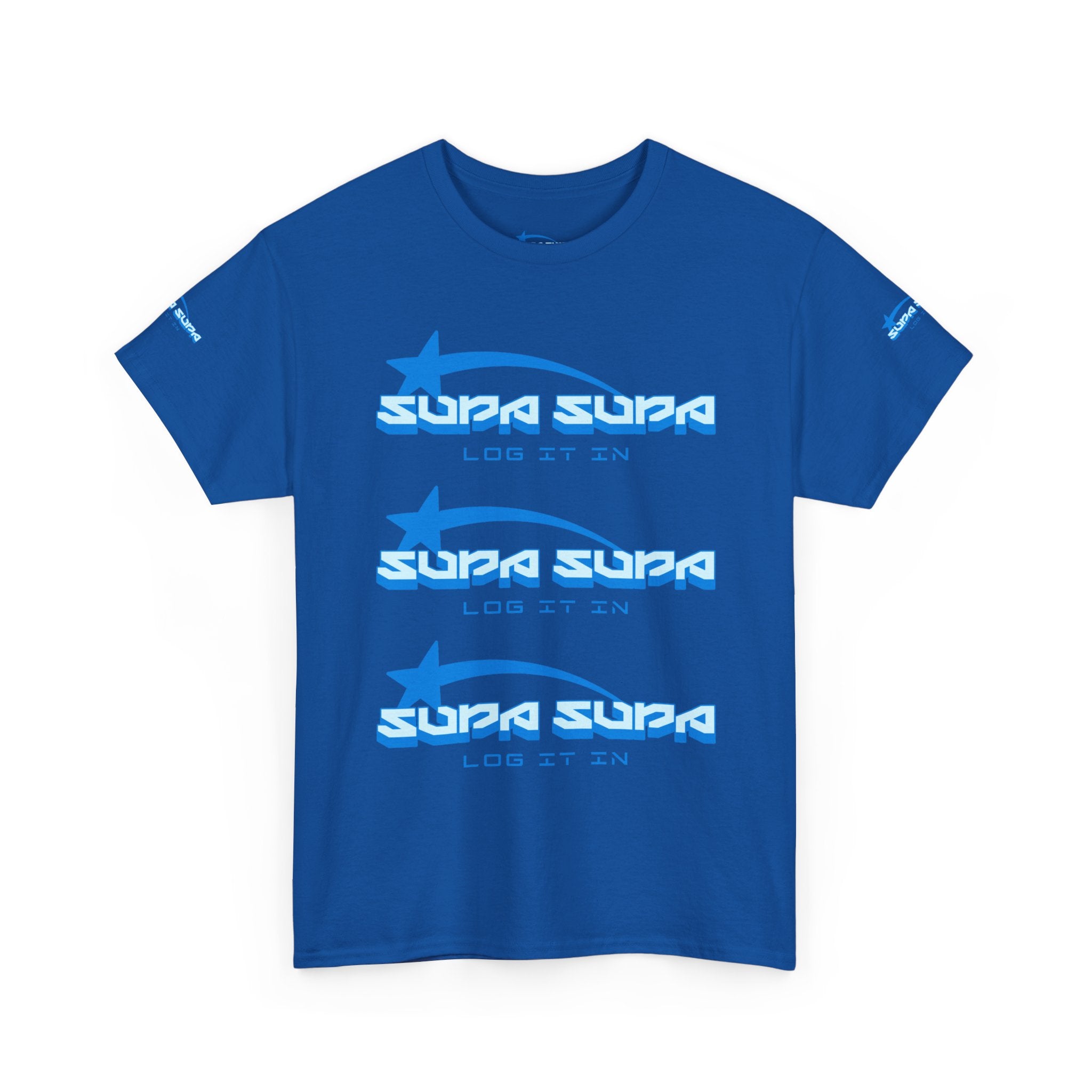 Supa Supa Retro Logo Tee — Blue Graphic Cotton T-Shirt