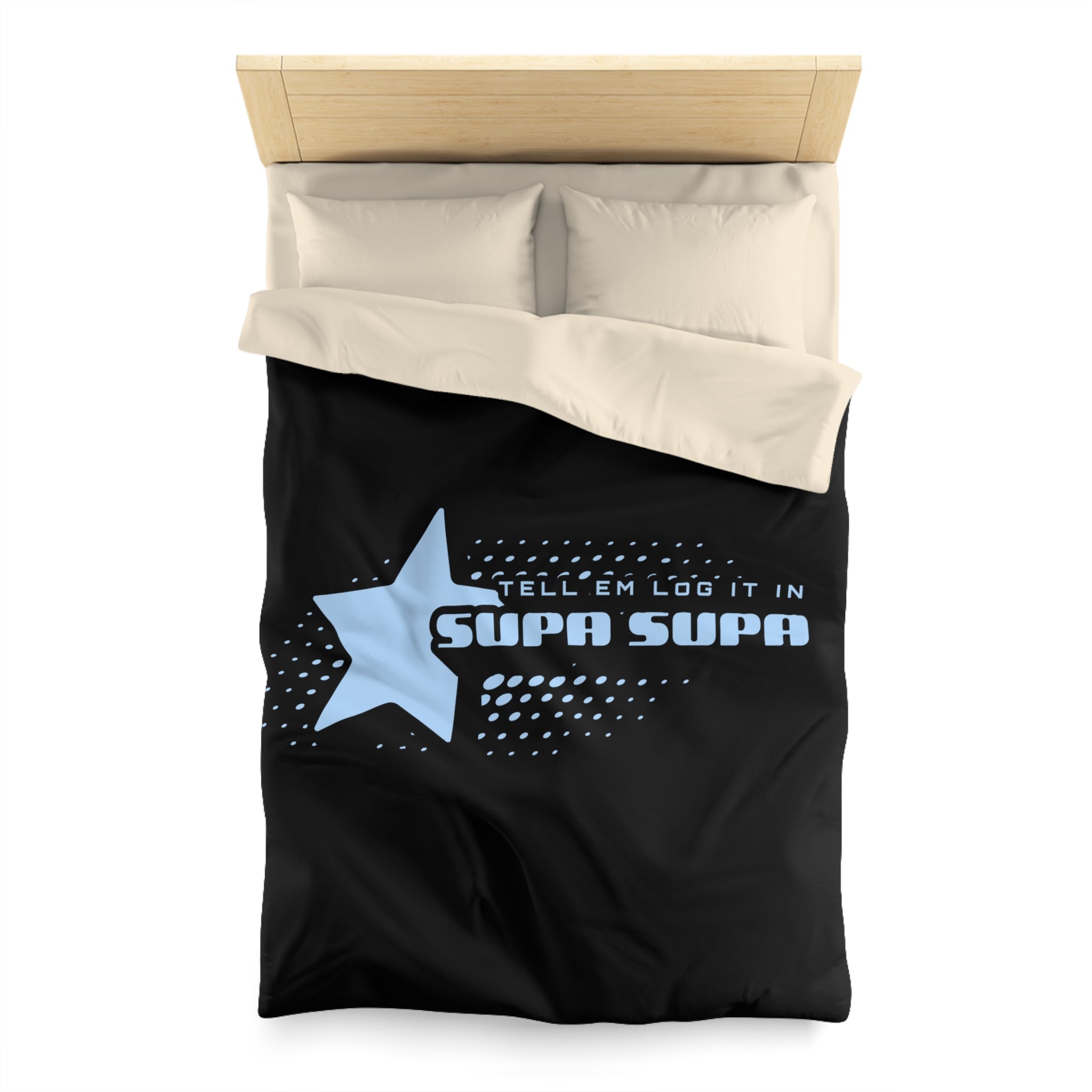 "Tell em log it in" Star Microfiber Duvet Cover — Retro Pop Graphic Bedding