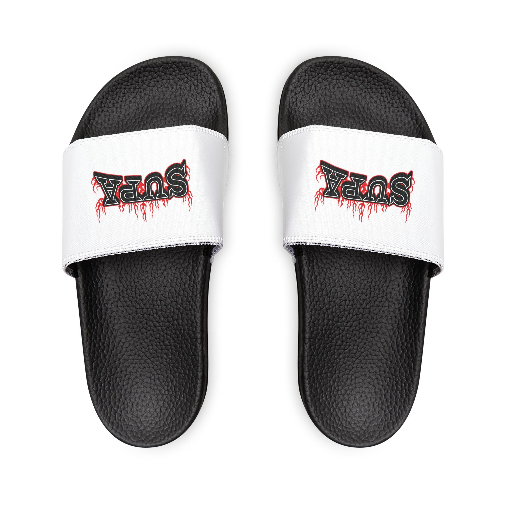 Men's Slide Sandals — White Removable Strap Slides Supa Supa Print