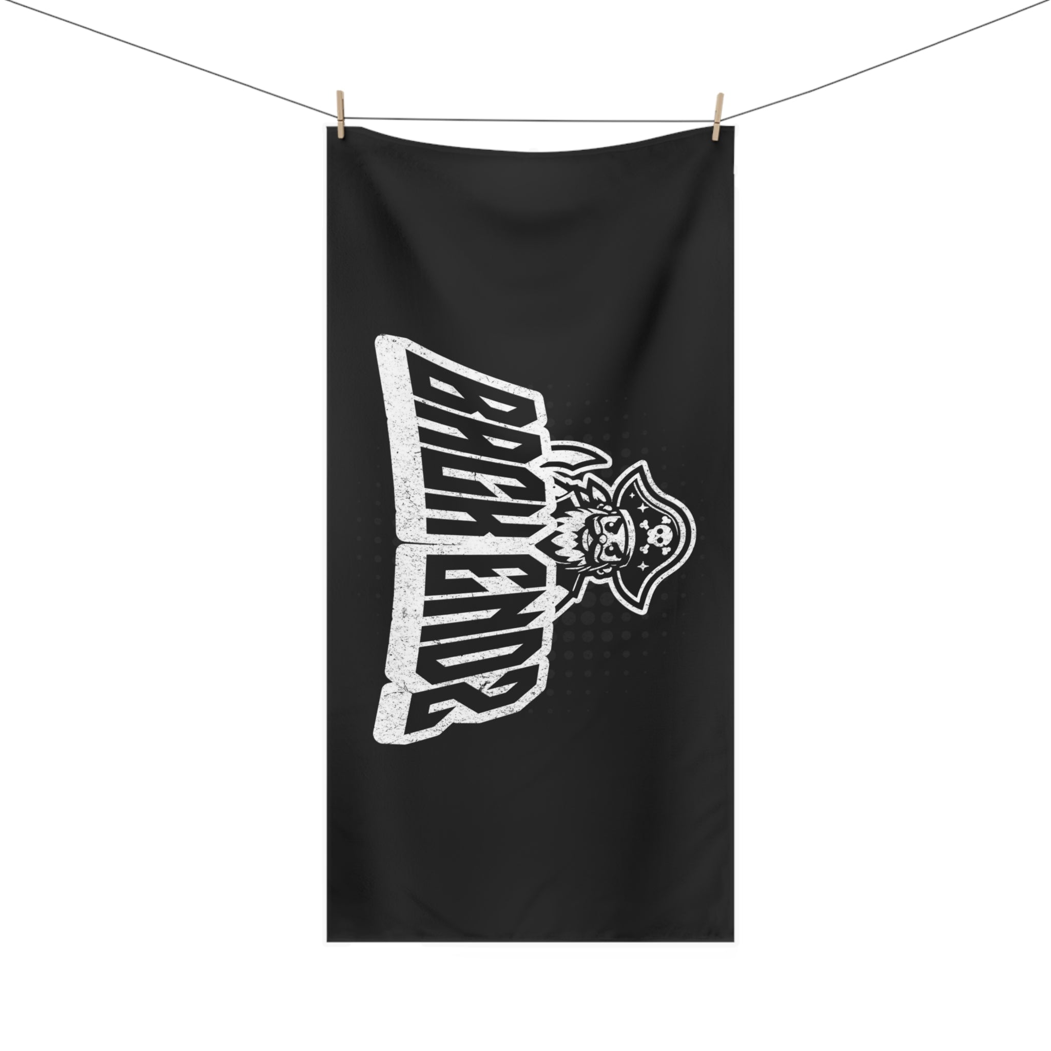 Beach Towel — 'Back Endz' Pirate Logo Black Cotton Towel