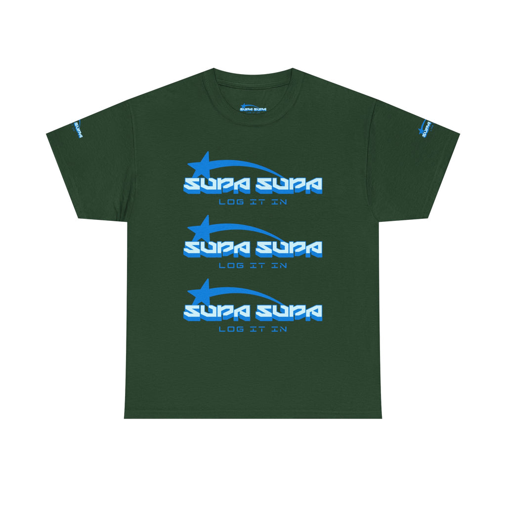 Supa Supa Retro Logo Tee — Blue Graphic Cotton T-Shirt