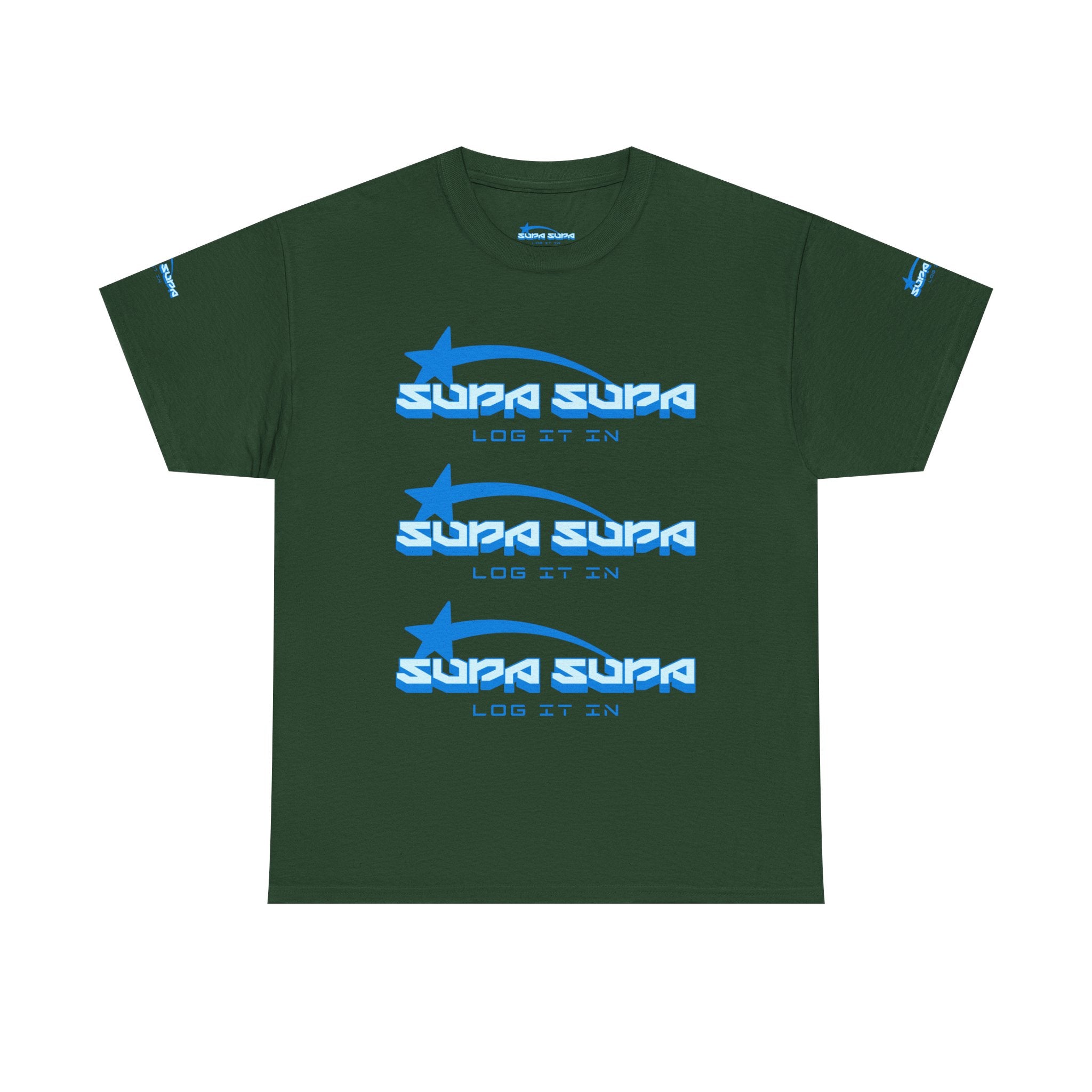 Supa Supa Retro Logo Tee — Blue Graphic Cotton T-Shirt