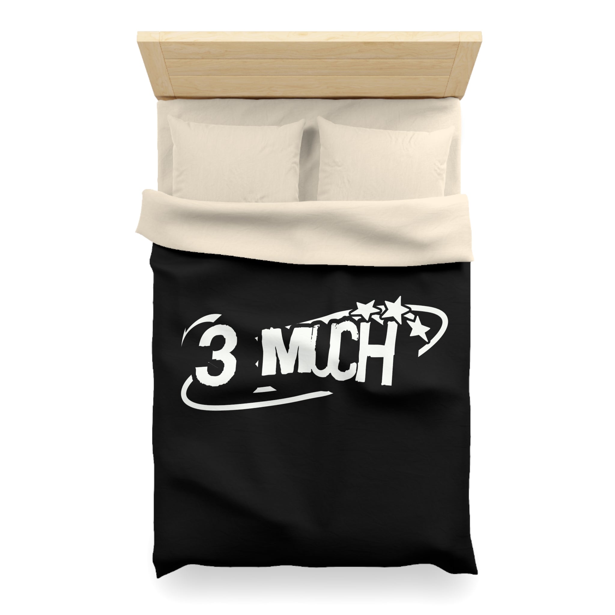 Duvet Cover — '3 Much' Bold Graphic Black Microfiber Duvet