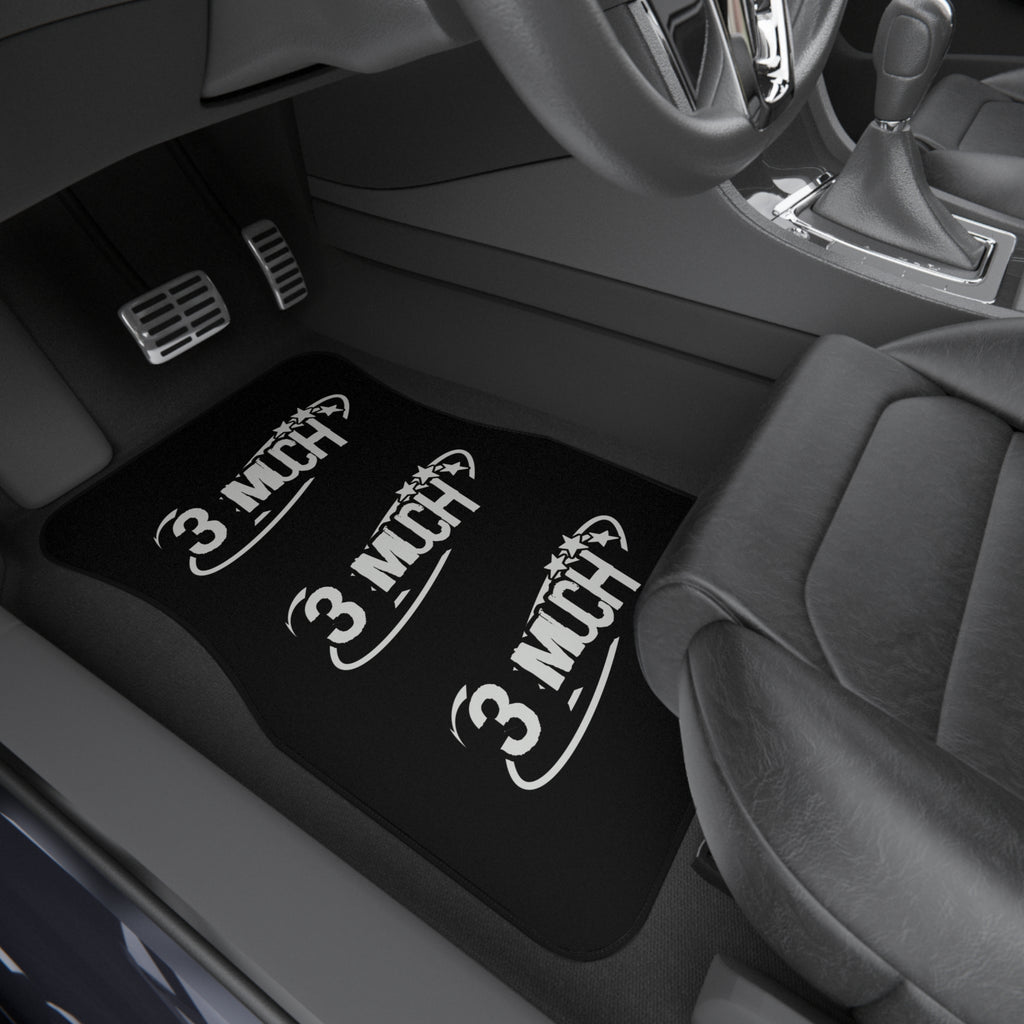 Car Mats (Set of 4) — Black Custom Floor Mats with '3 MUCH' Retro Logo