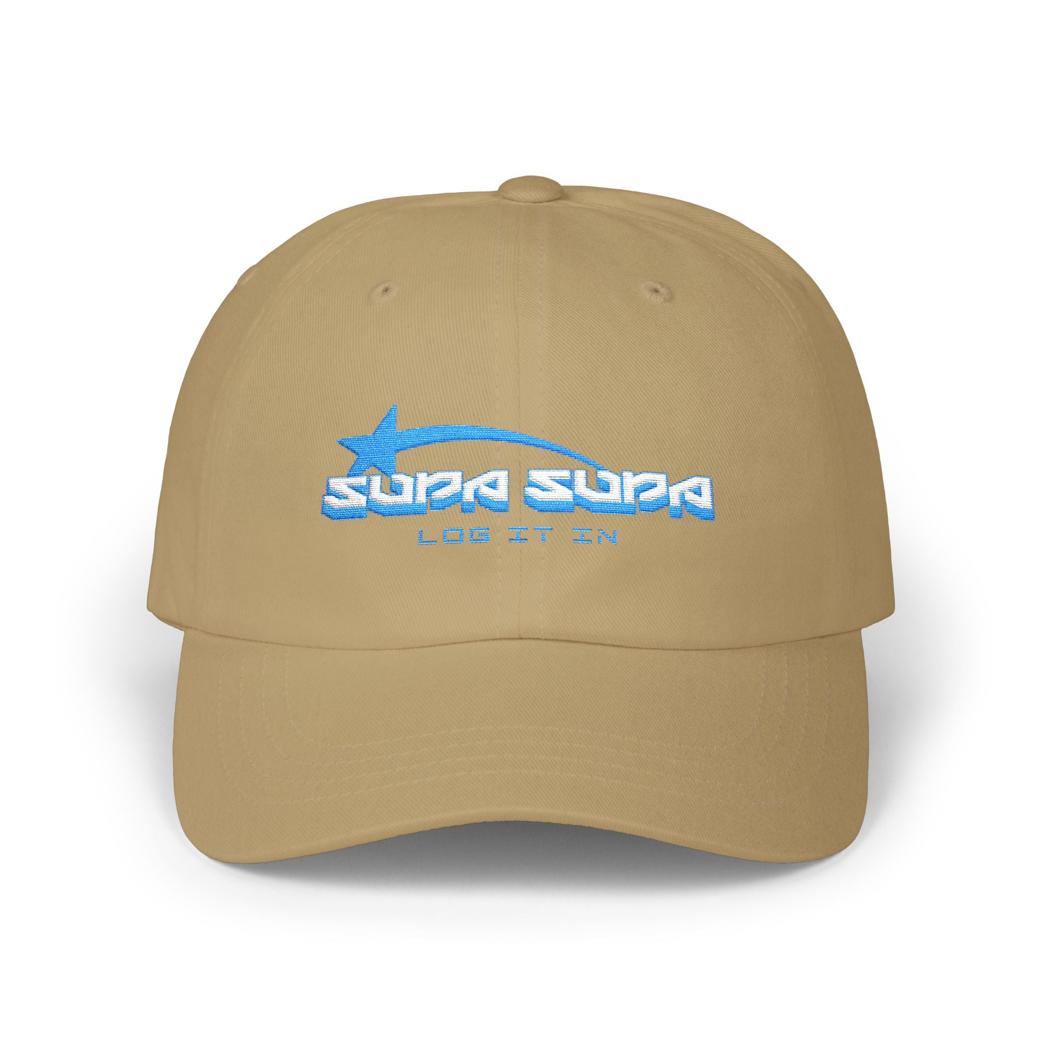 Classic Cap — Retro 'Supa Supa' Embroidered White Baseball Hat