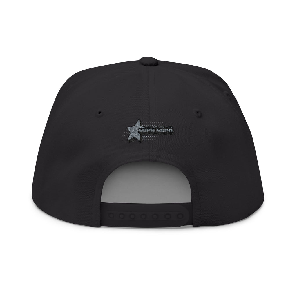 Embroidered Star Snapback Hat — 'Supa Supa' Retro Logo Flat-Bill Cap
