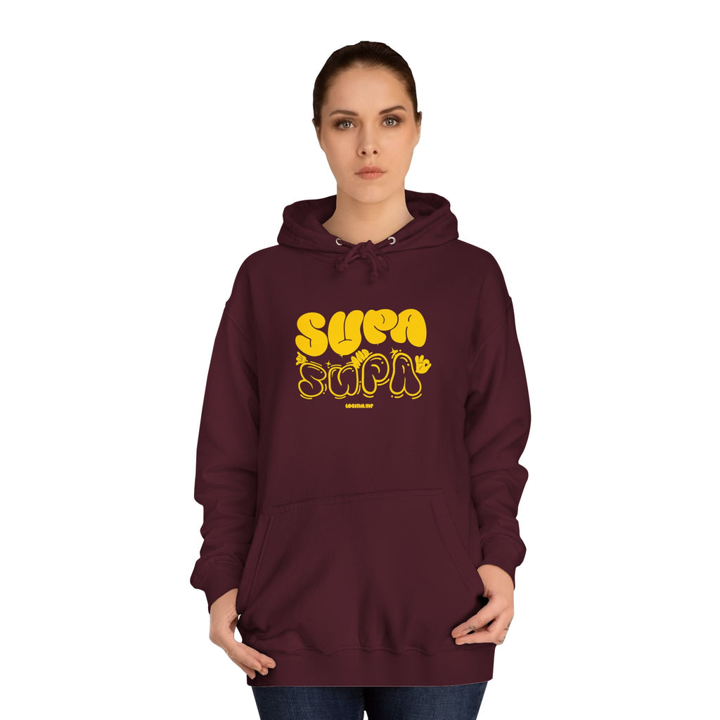 Cheerful Unisex Supa Supa Hoodie - Cozy Streetwear, Campus Style, Trendy Gift, Relaxed Fit, Perfect for Every day