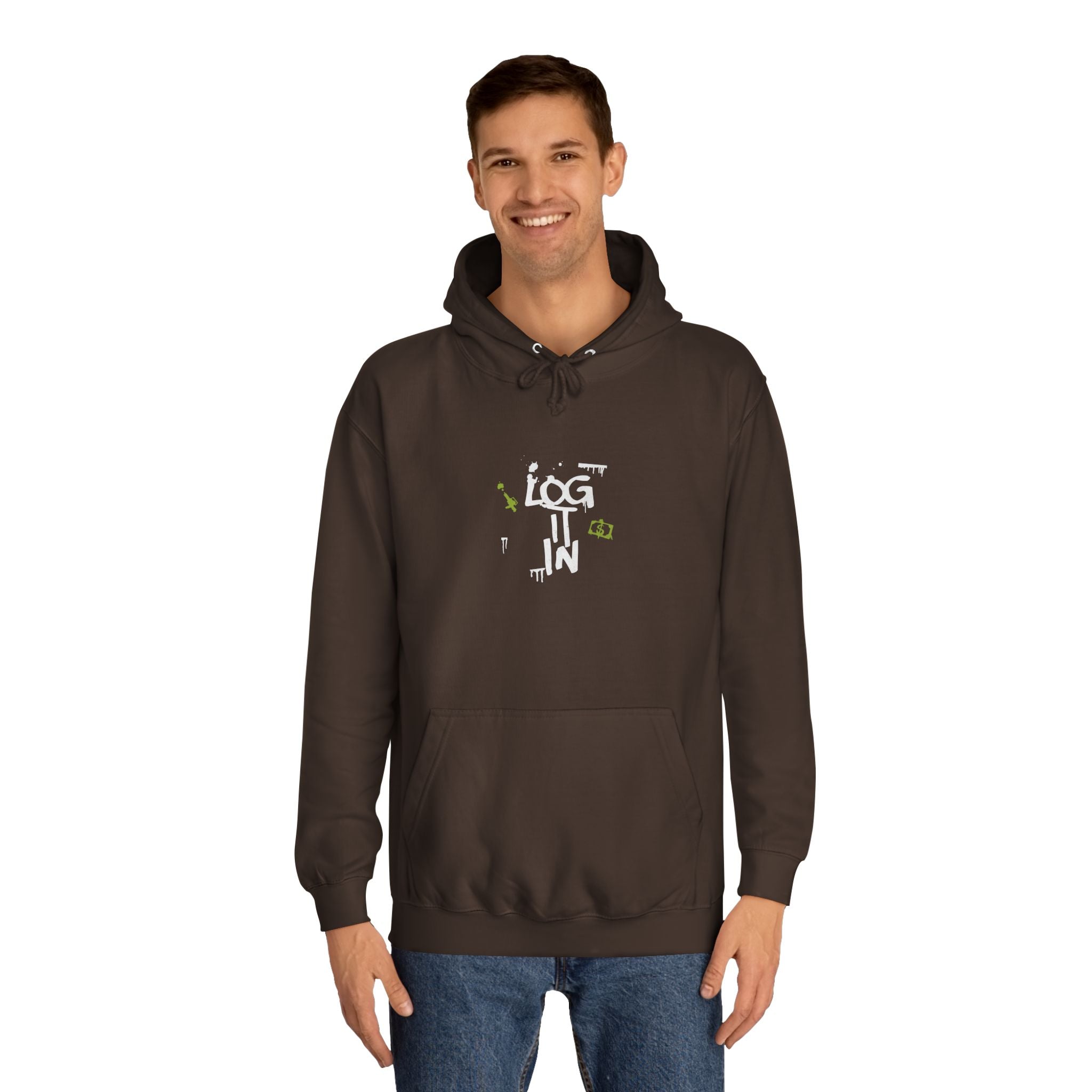 log it in Hoodie — Minimal Vintage Print