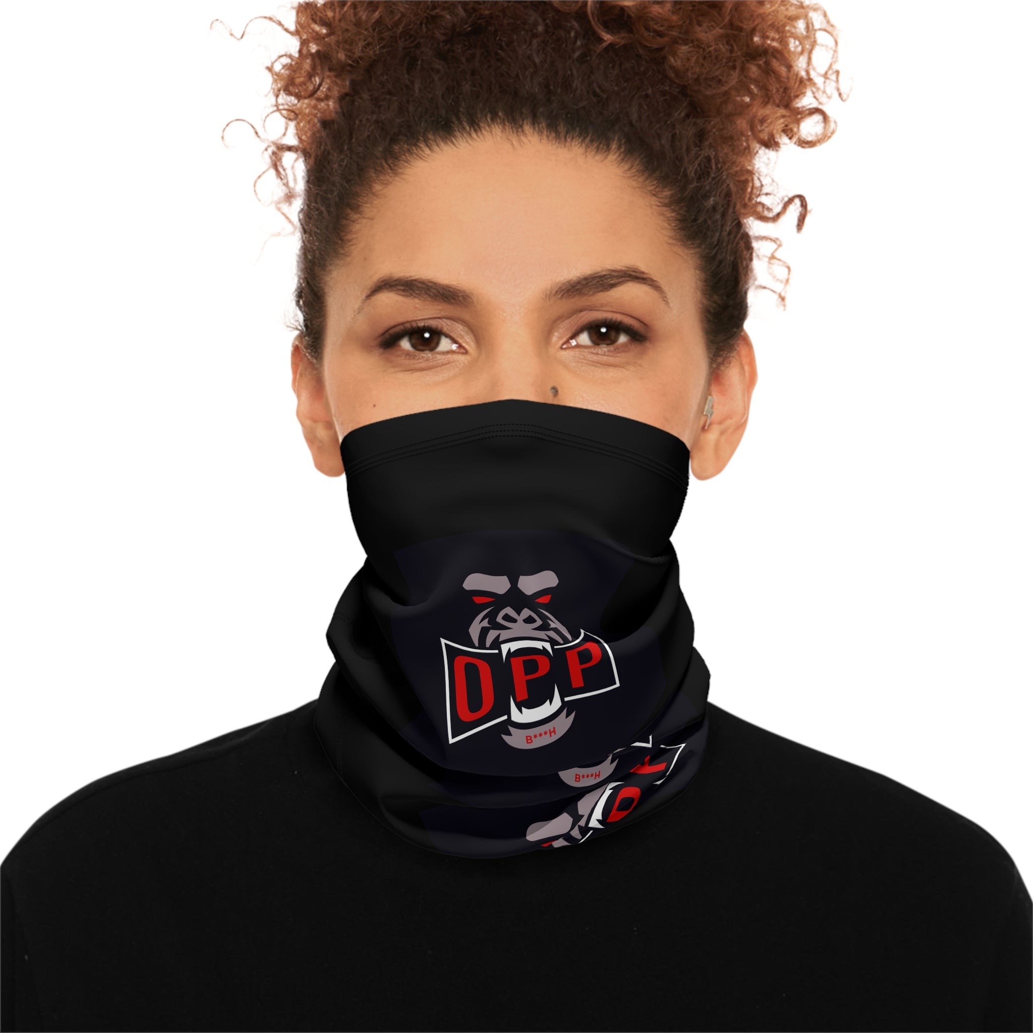 OPP Logo Winter Neck Gaiter with Drawstring — Black Cold-Weather Face Mask