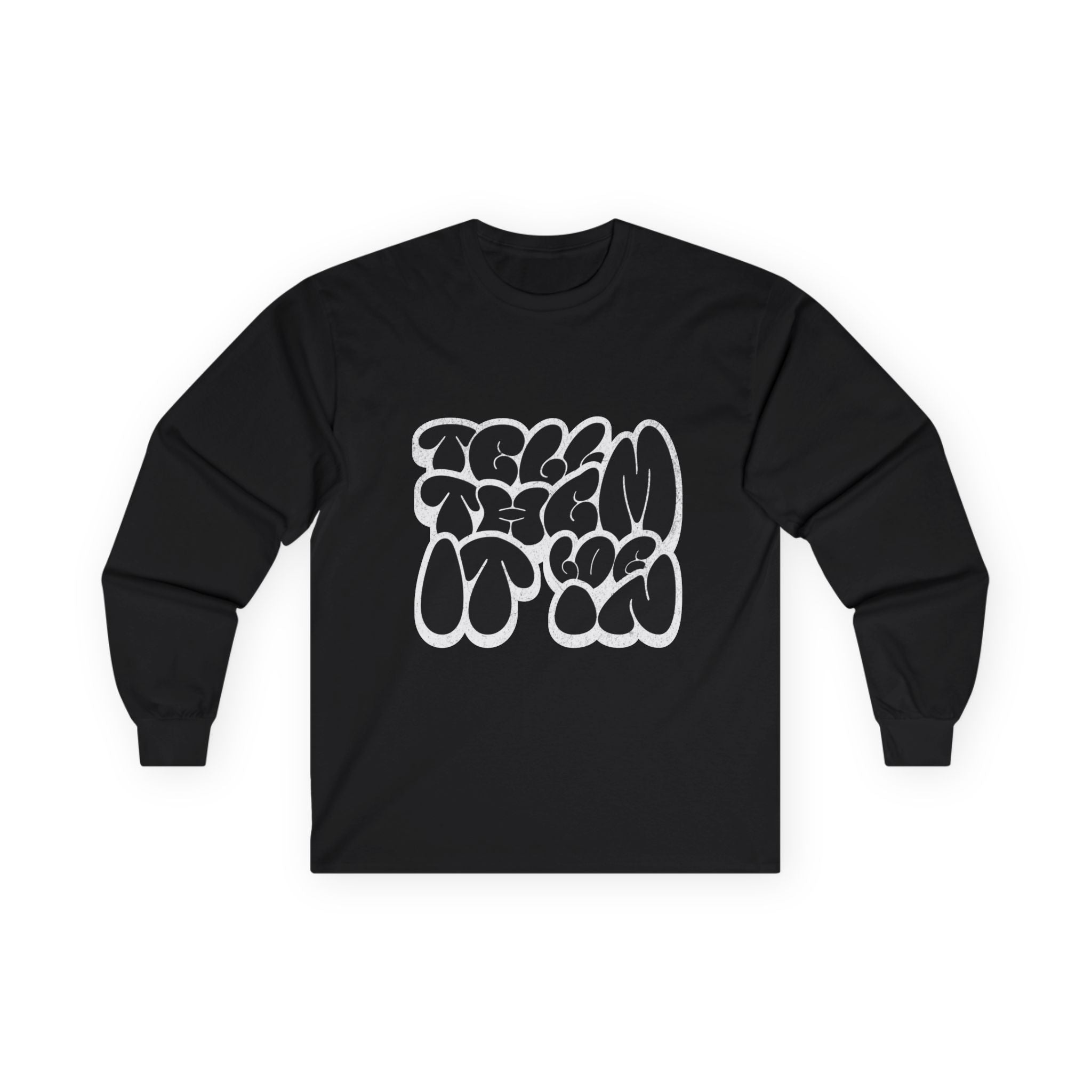 Long Sleeve "LOG IT IN" Tee — Retro Pebble Typography Graphic