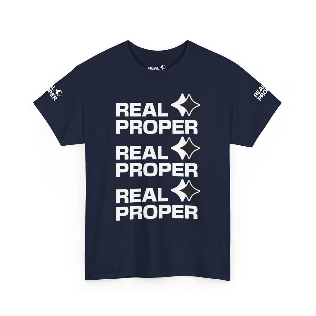 "Real Proper" Repeat Logo T‑Shirt