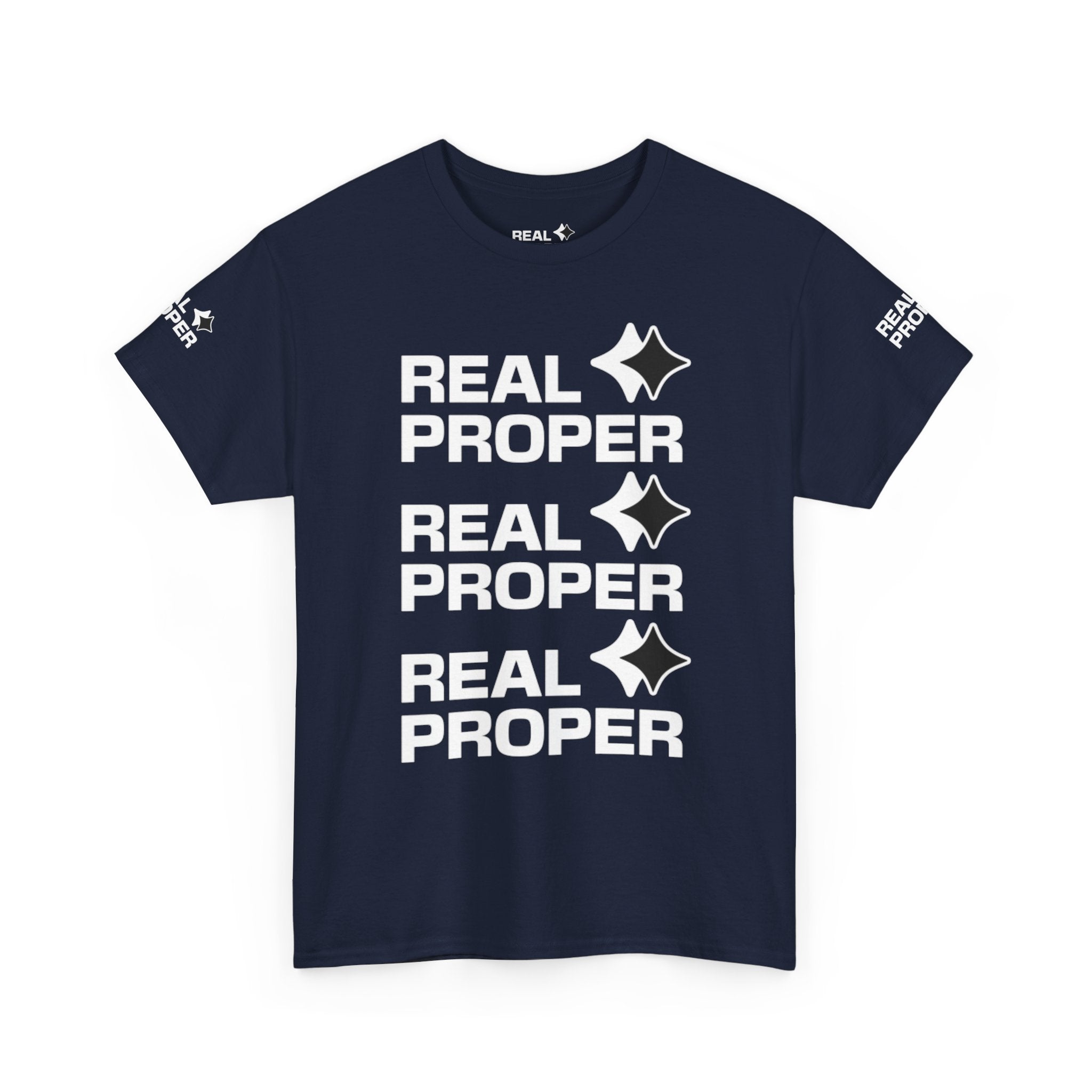 "Real Proper" Repeat Logo T‑Shirt