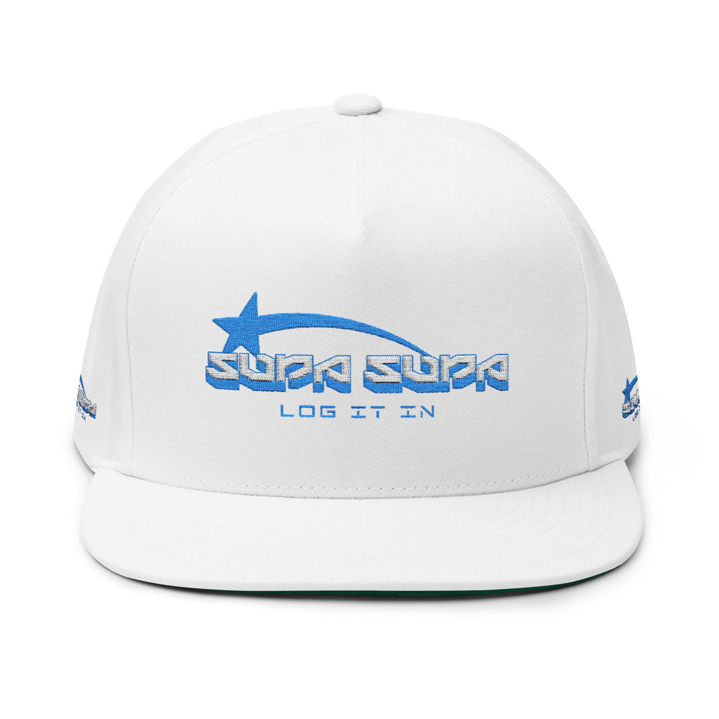 Flat Bill Cap — Embroidered 'Log It On' Retro Logo Snapback