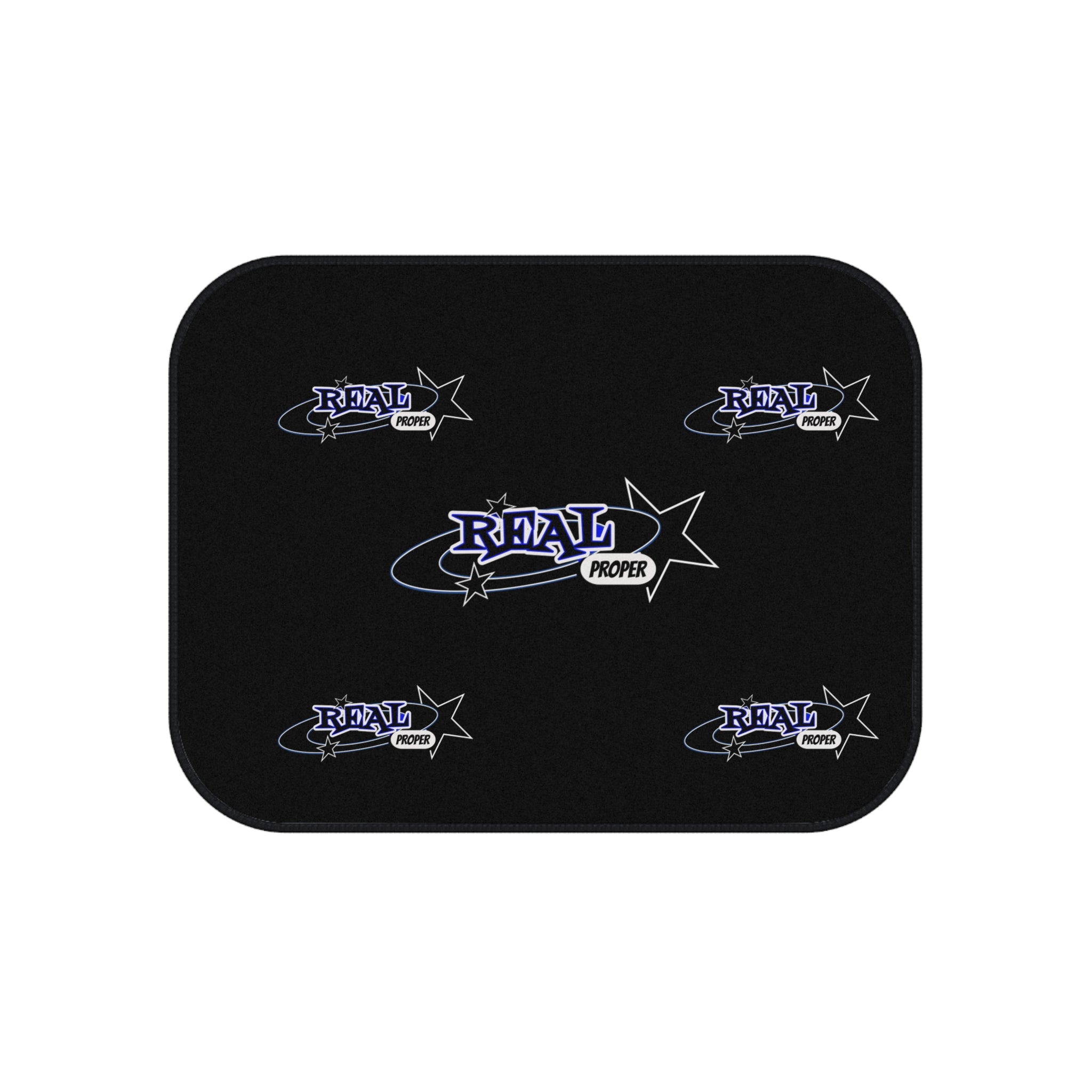 Car Mats Set — Black 'Real Proper' Logo Floor Liners (Set of 4)