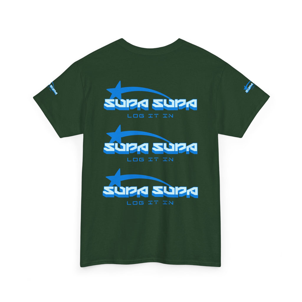 Supa Supa Retro Logo Tee — Blue Graphic Cotton T-Shirt