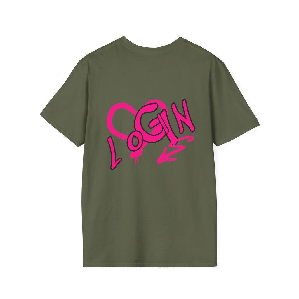 T-Shirt — Pink Graffiti 'Login' Streetwear Tee