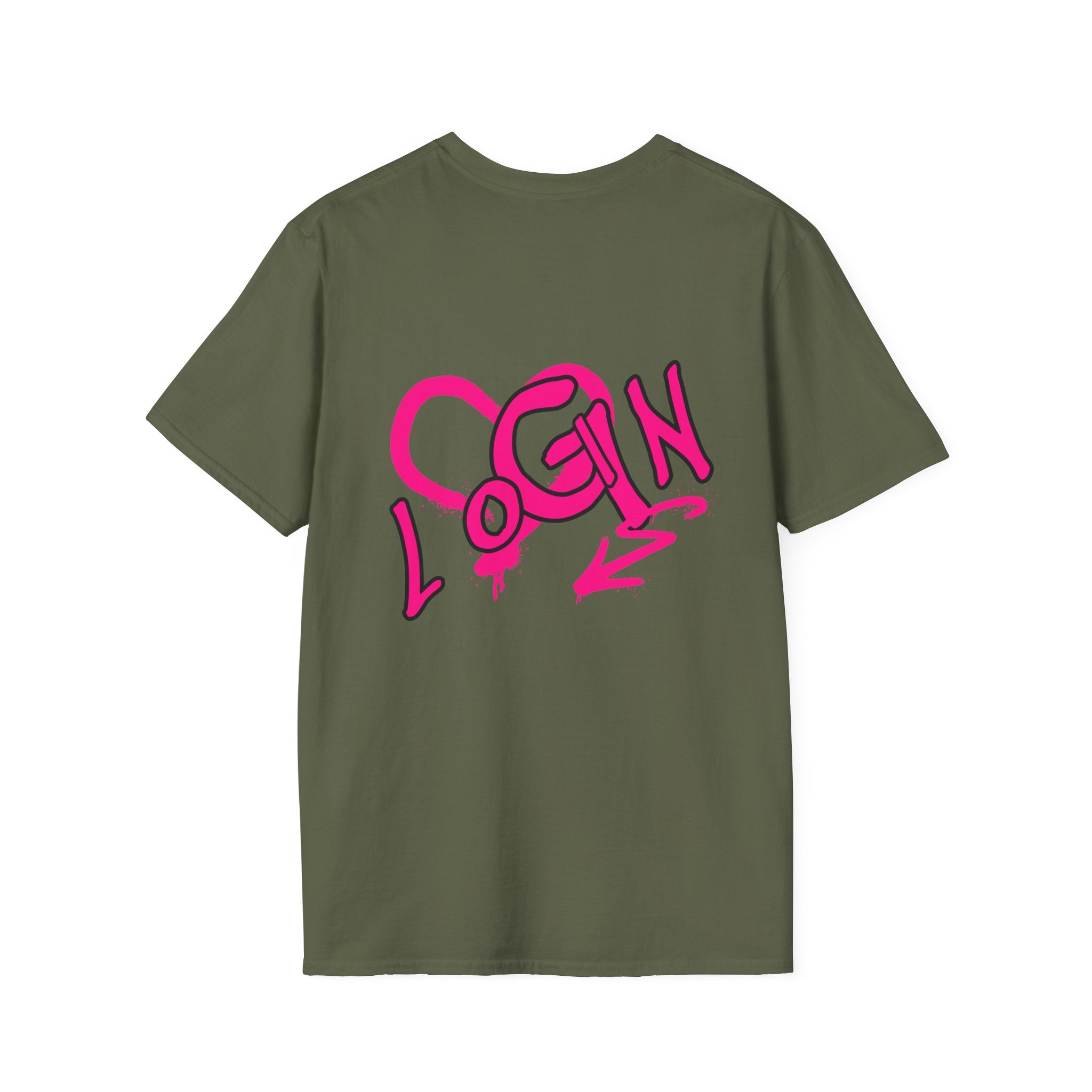 T-Shirt — Pink Graffiti 'Login' Streetwear Tee