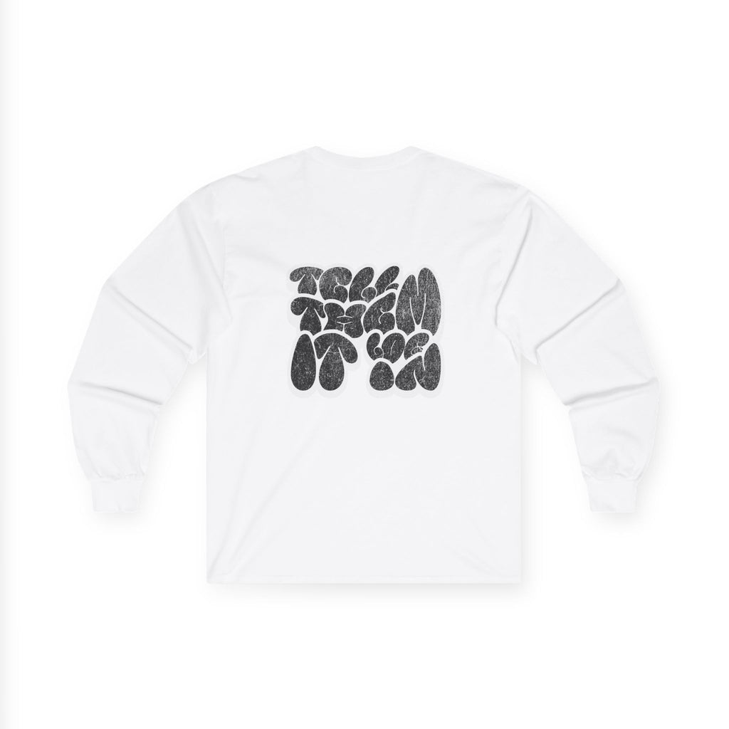 Long Sleeve "LOG IT IN" Tee — Retro Pebble Typography Graphic