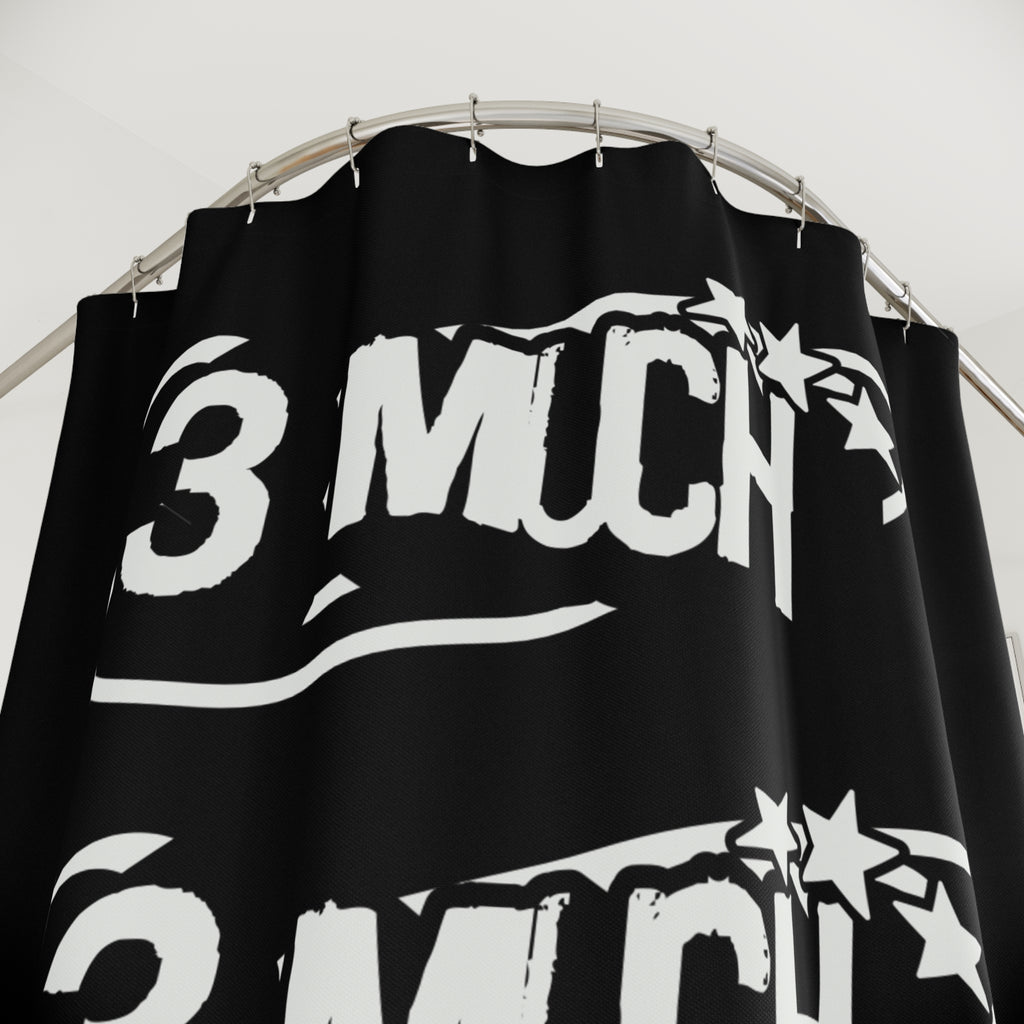 3 Much Black Graphic Shower Curtain — Bold Monochrome Bathroom Decor