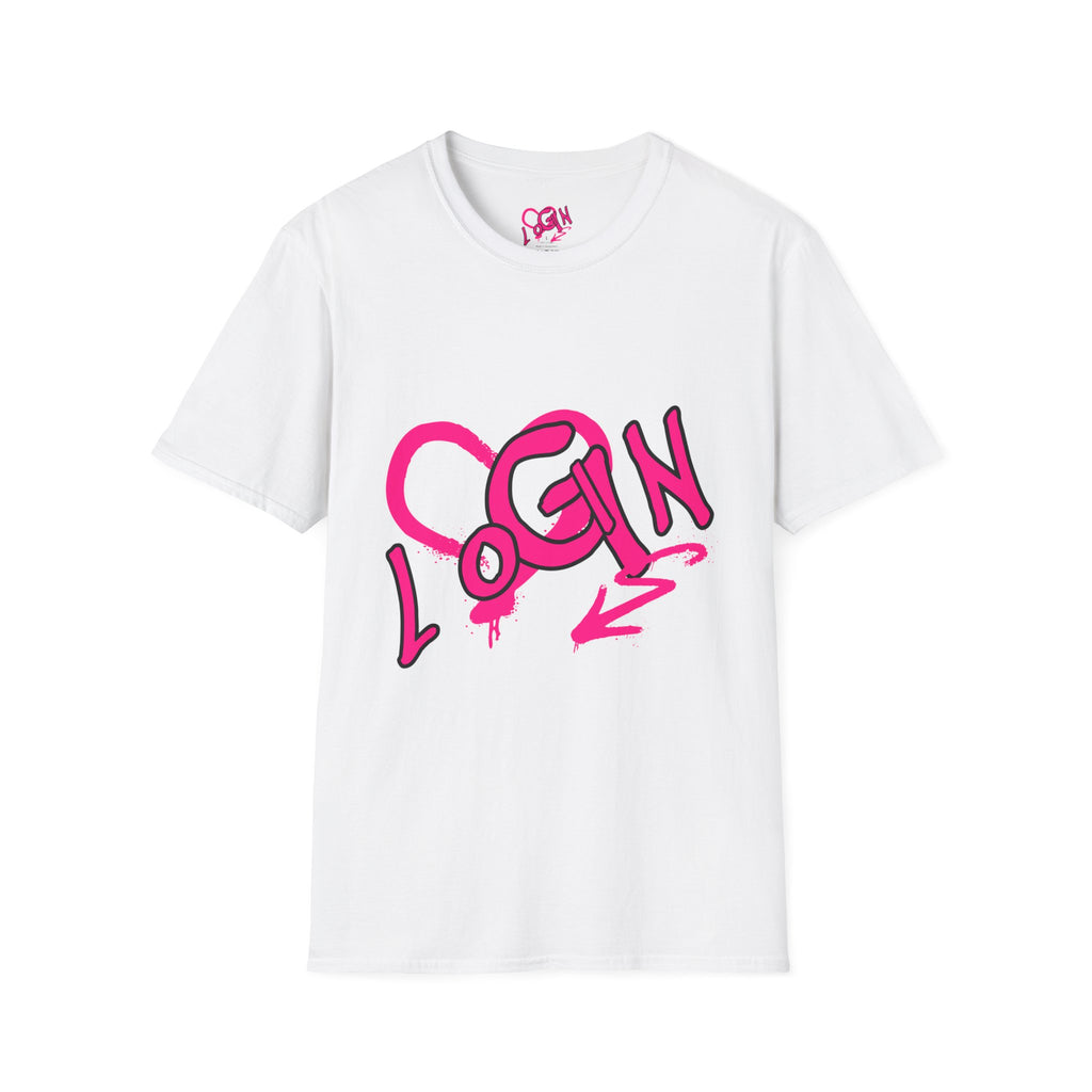 T-Shirt — Pink Graffiti 'Login' Streetwear Tee