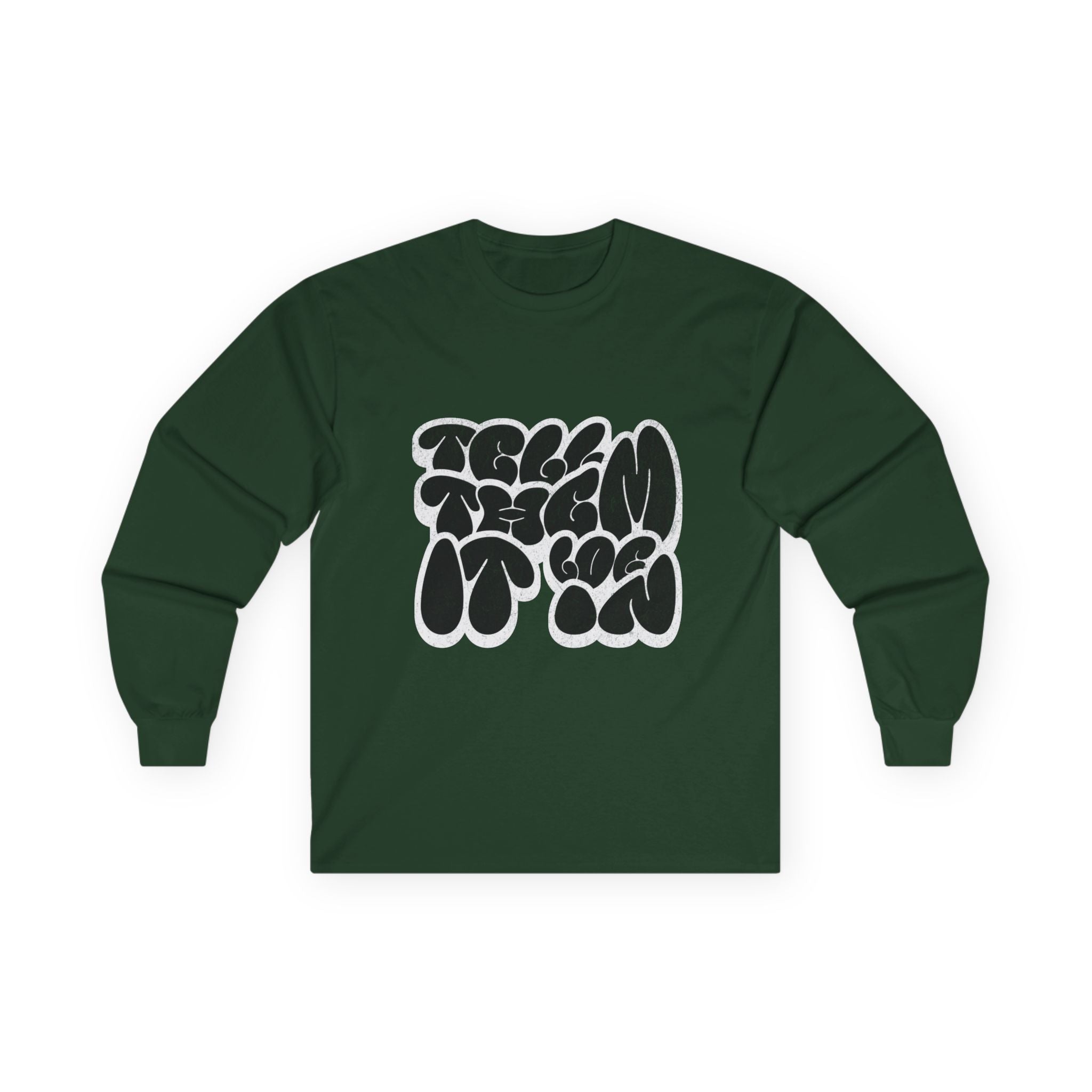 Long Sleeve "LOG IT IN" Tee — Retro Pebble Typography Graphic