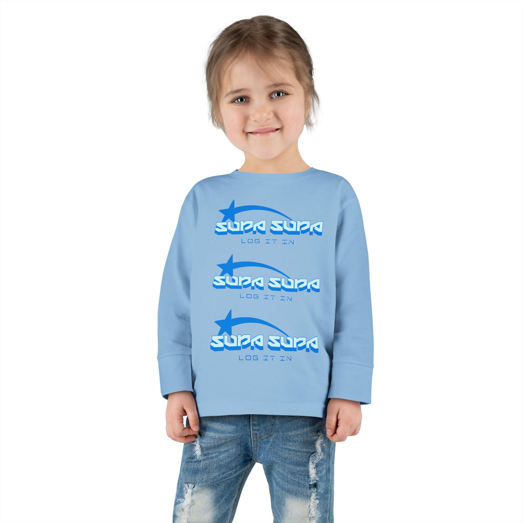 Toddler Long Sleeve Tee — Blue Shooting Star "Super Star" Graphic
