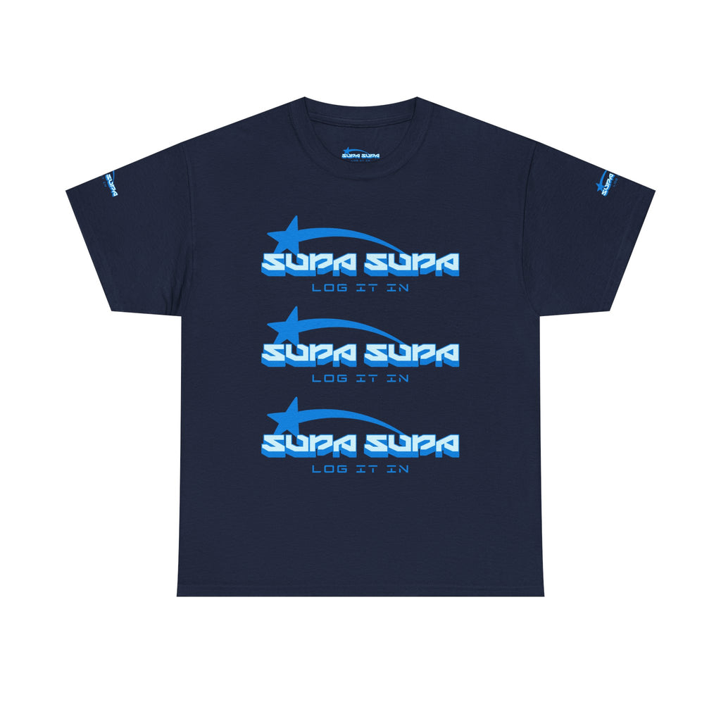 Supa Supa Retro Logo Tee — Blue Graphic Cotton T-Shirt