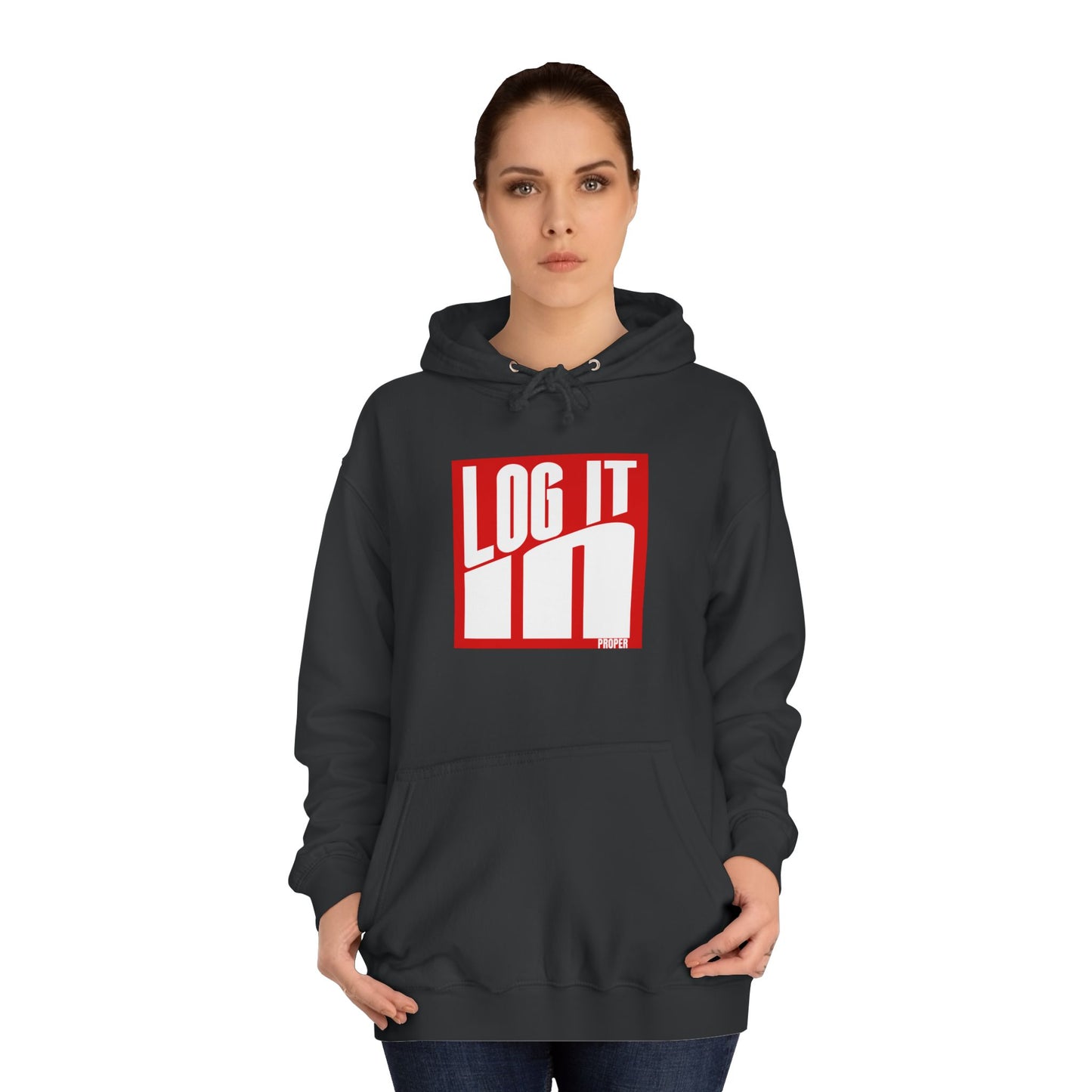 Unisex Log it in Hoodie - Trendy Campus Style, Casual Wear, Cozy Gift, Comfortable Lounge Hoodie, Essentials