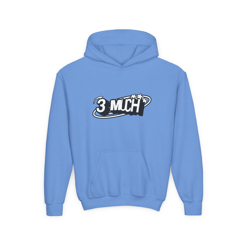 Youth Hoodie — Retro '3 MUCH'Style Graphic Pullover