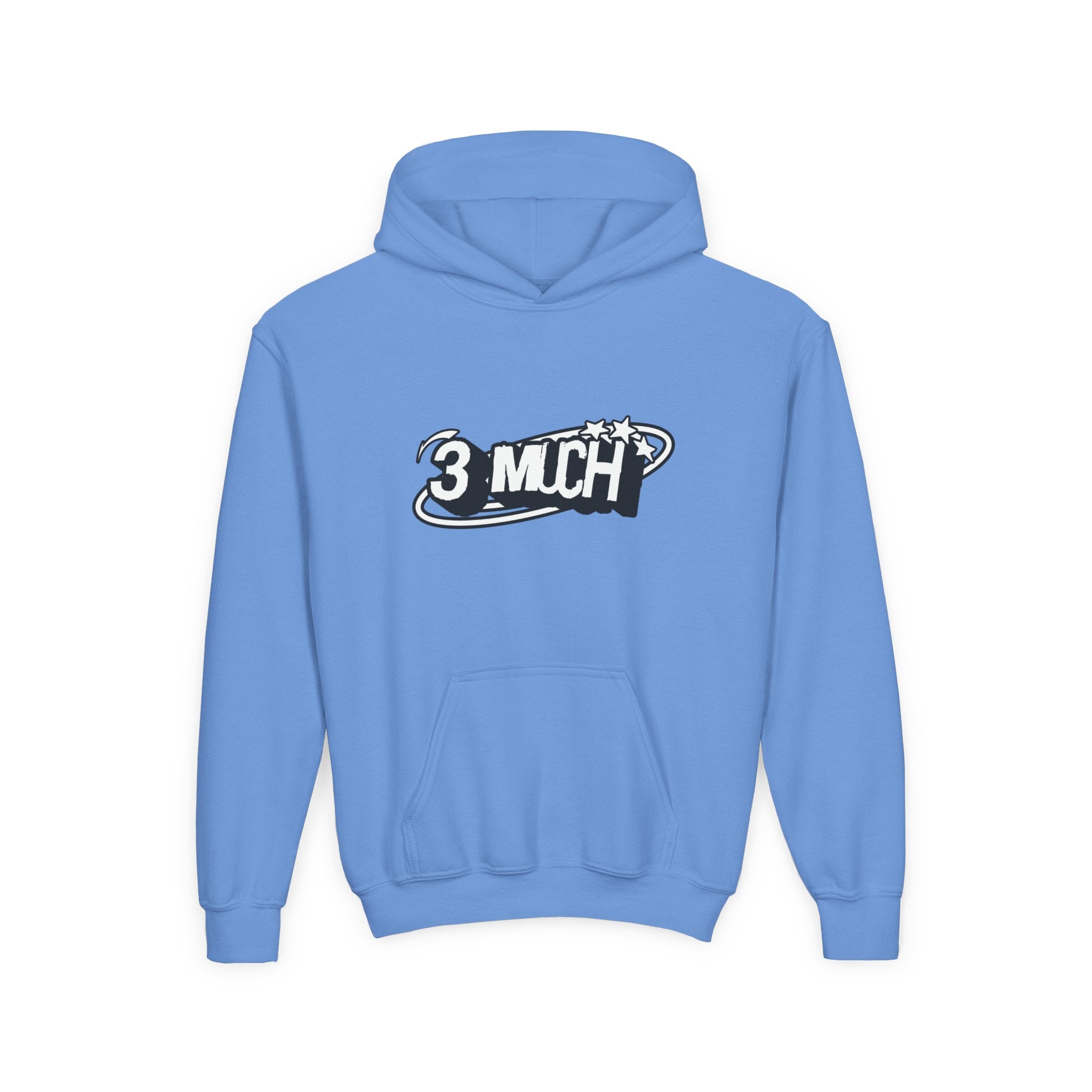 Youth Hoodie — Retro '3 MUCH'Style Graphic Pullover