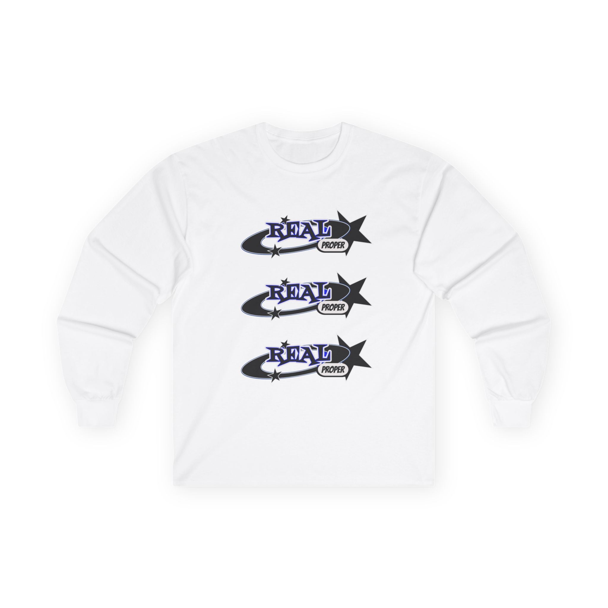 "Real Proper" Graphic Long Sleeve Tee — Retro Star Logo
