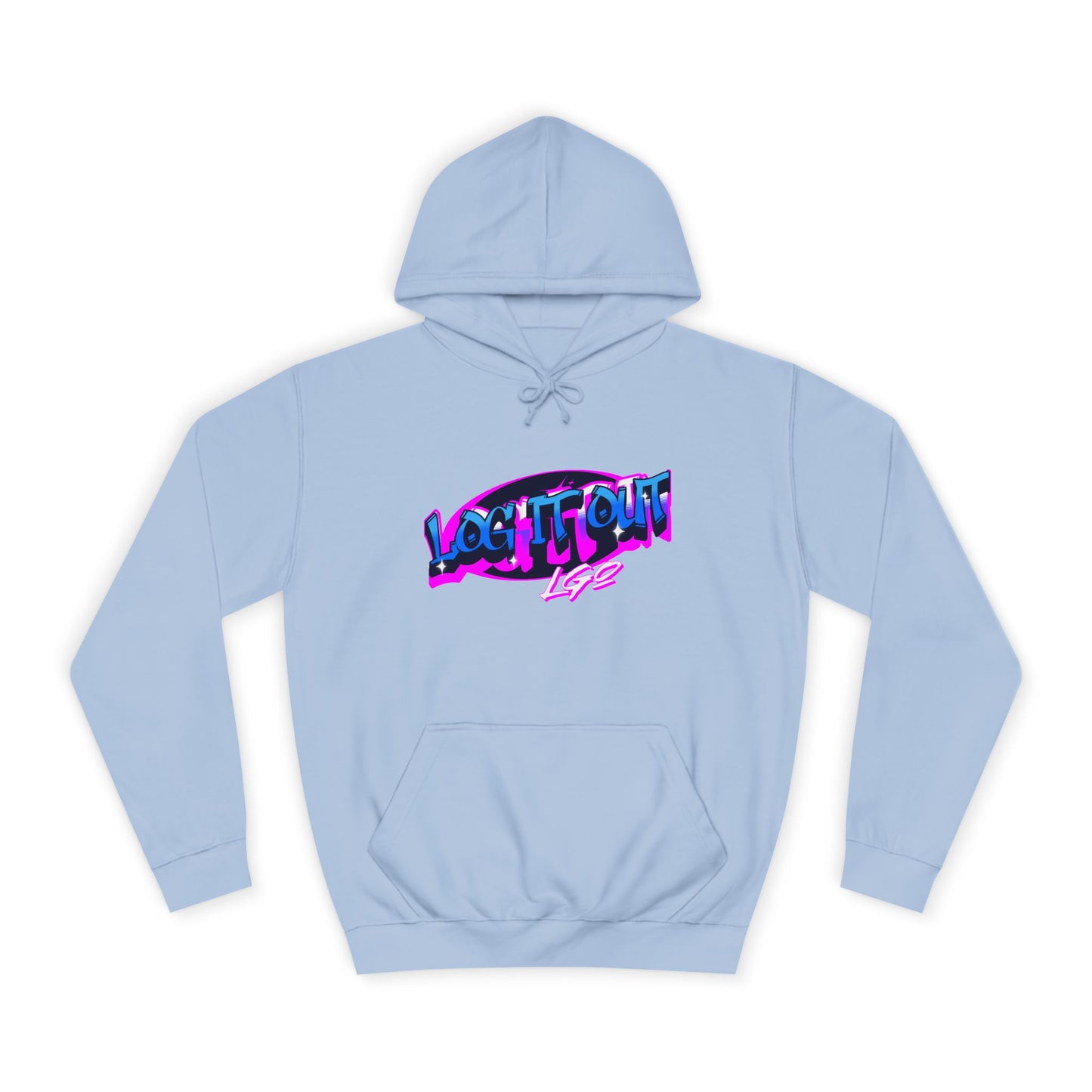Vibrant Graffiti"Log it out"Hoodie, Unisex Fashion, Casual Wear, Student Apparel, Street Style, Gift for Graduates