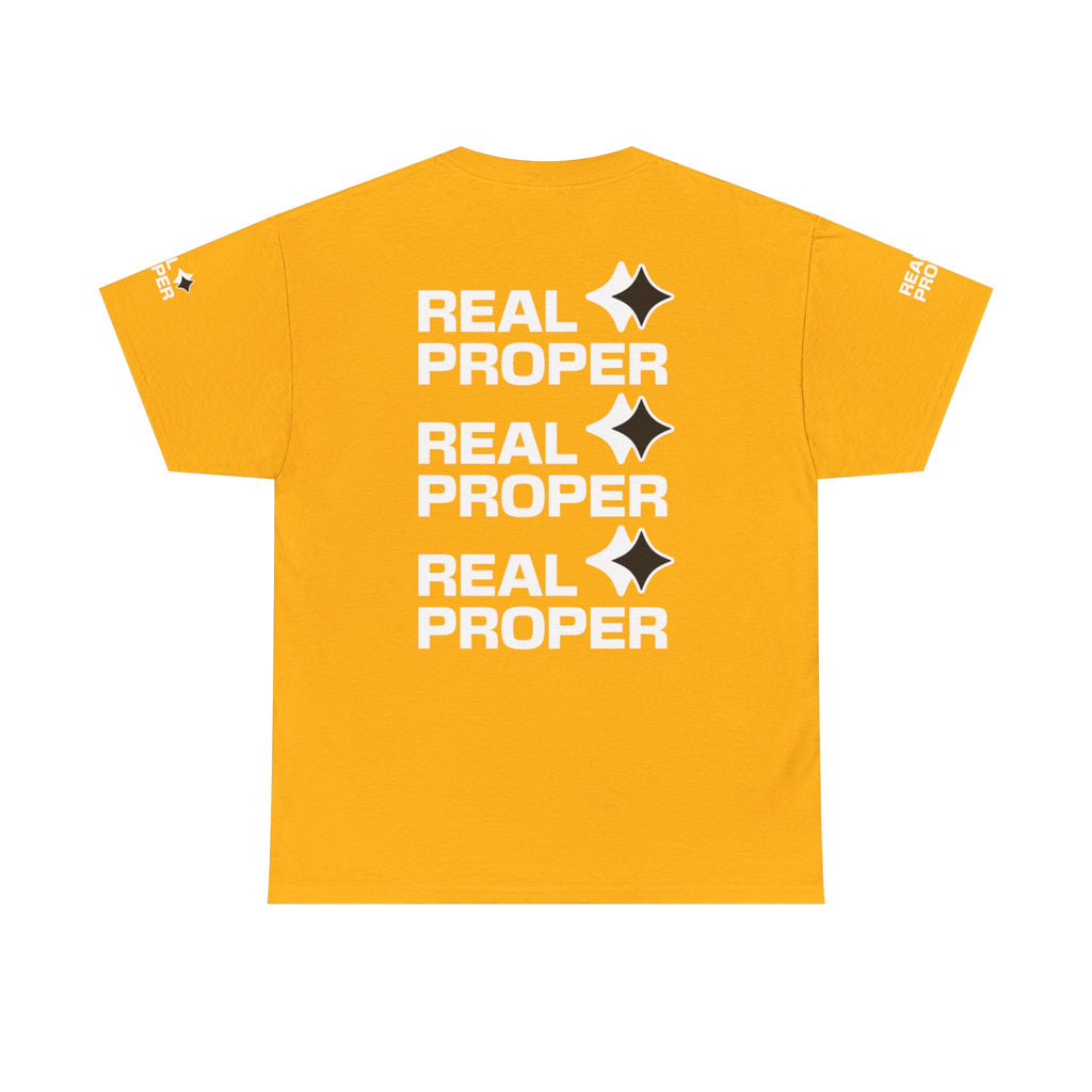 "Real Proper" Repeat Logo T‑Shirt