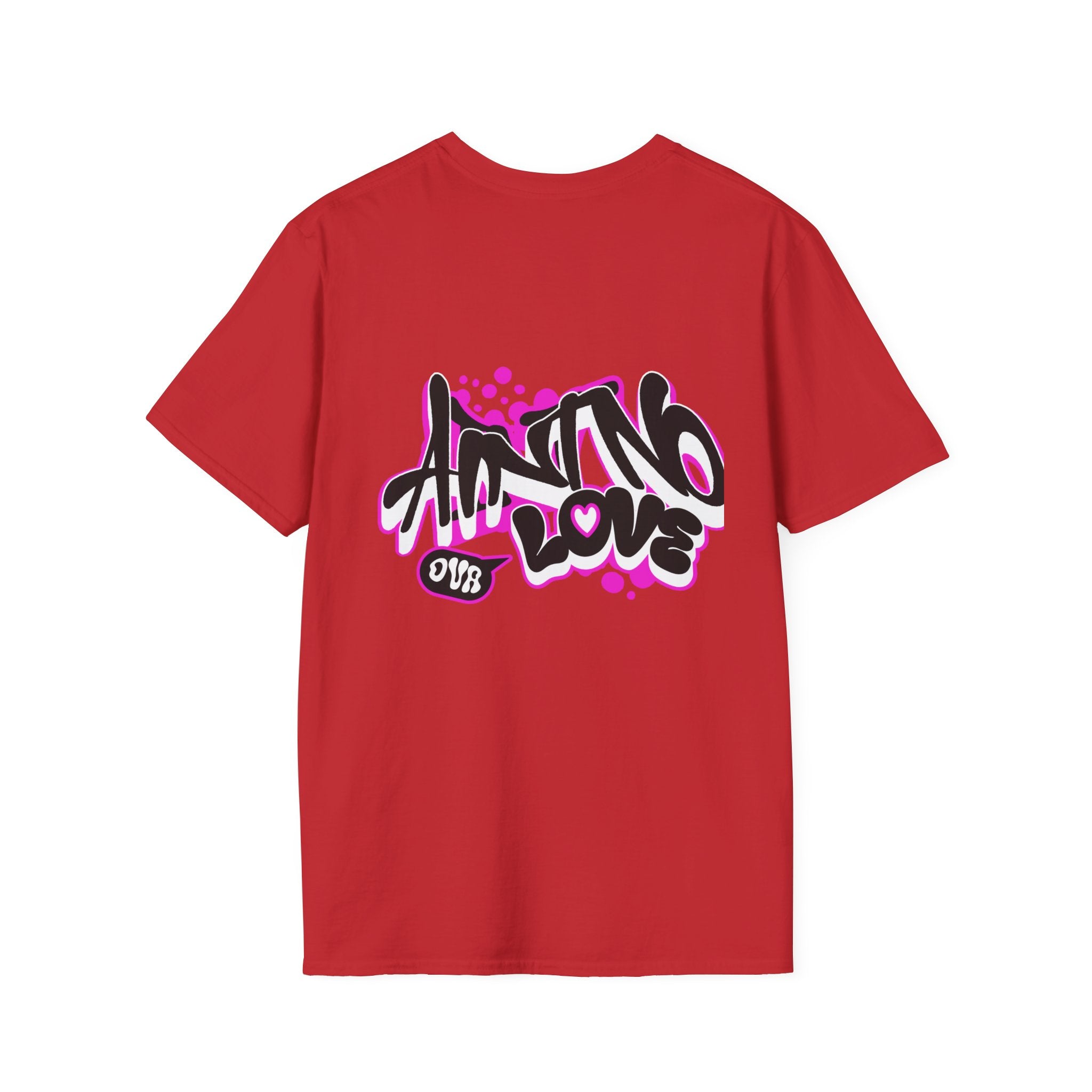 Graffiti 'NO LOVE' T-Shirt — Urban Street Art Tee with Pink Spray Paint Design