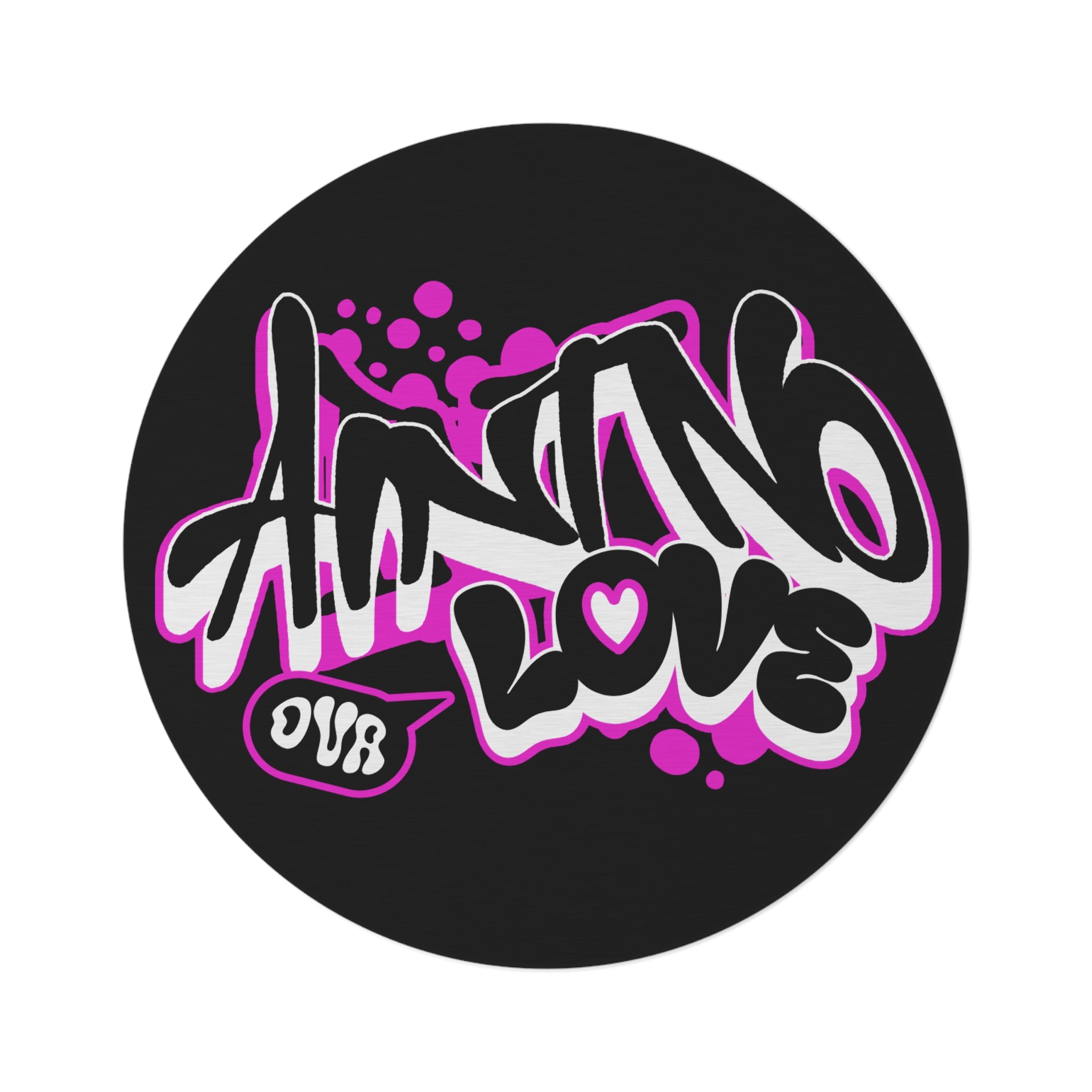 Round Rug — Graffiti "NO LOVE" Design (Black & Pink)