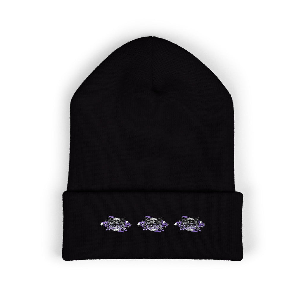 Embroidered "Strategic" Floral Cuffed Beanie