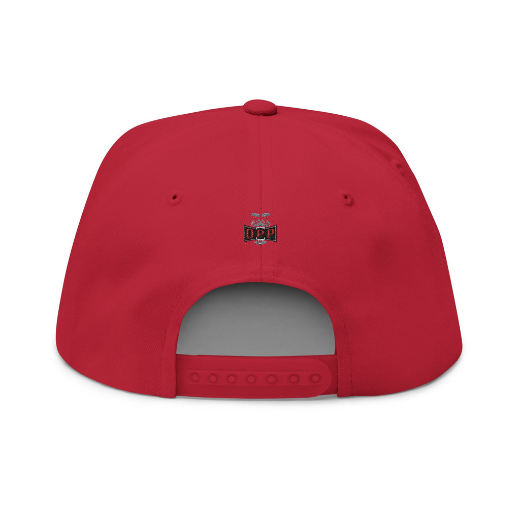 OPP Embroidered Flat Bill Cap — Retro Logo Snapback Hat